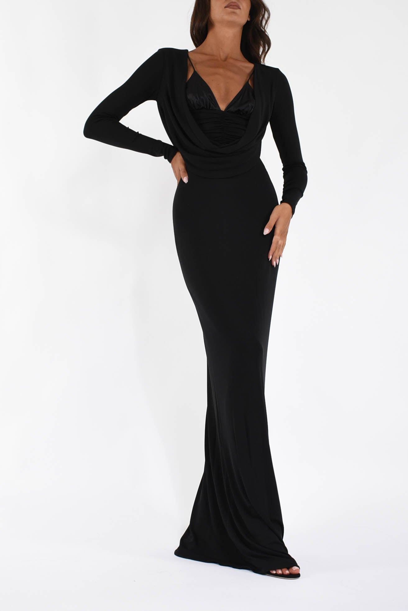 Abito lungo Red Carpet in jersey crêpe fluido