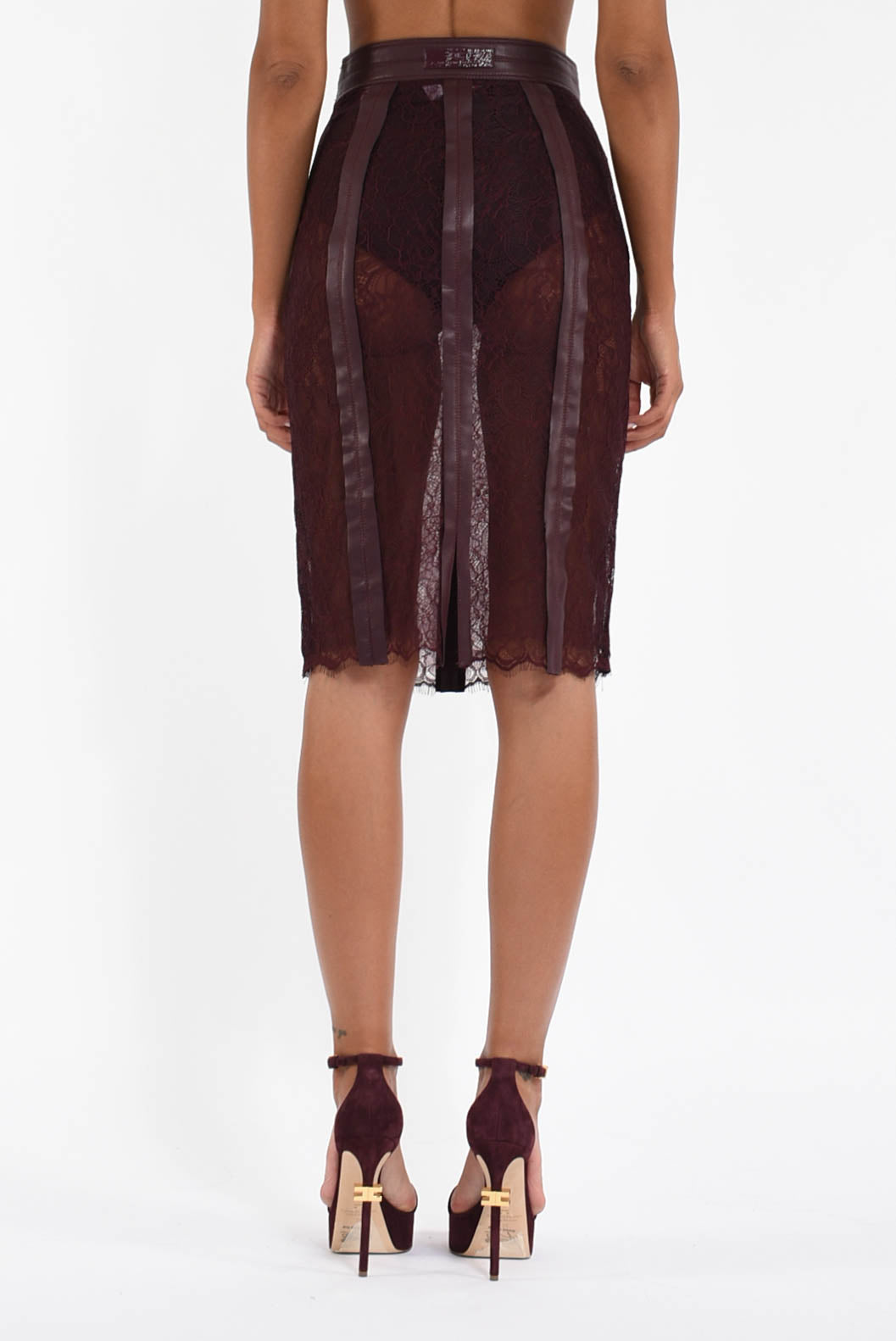 Gonna midi in pizzo floreale