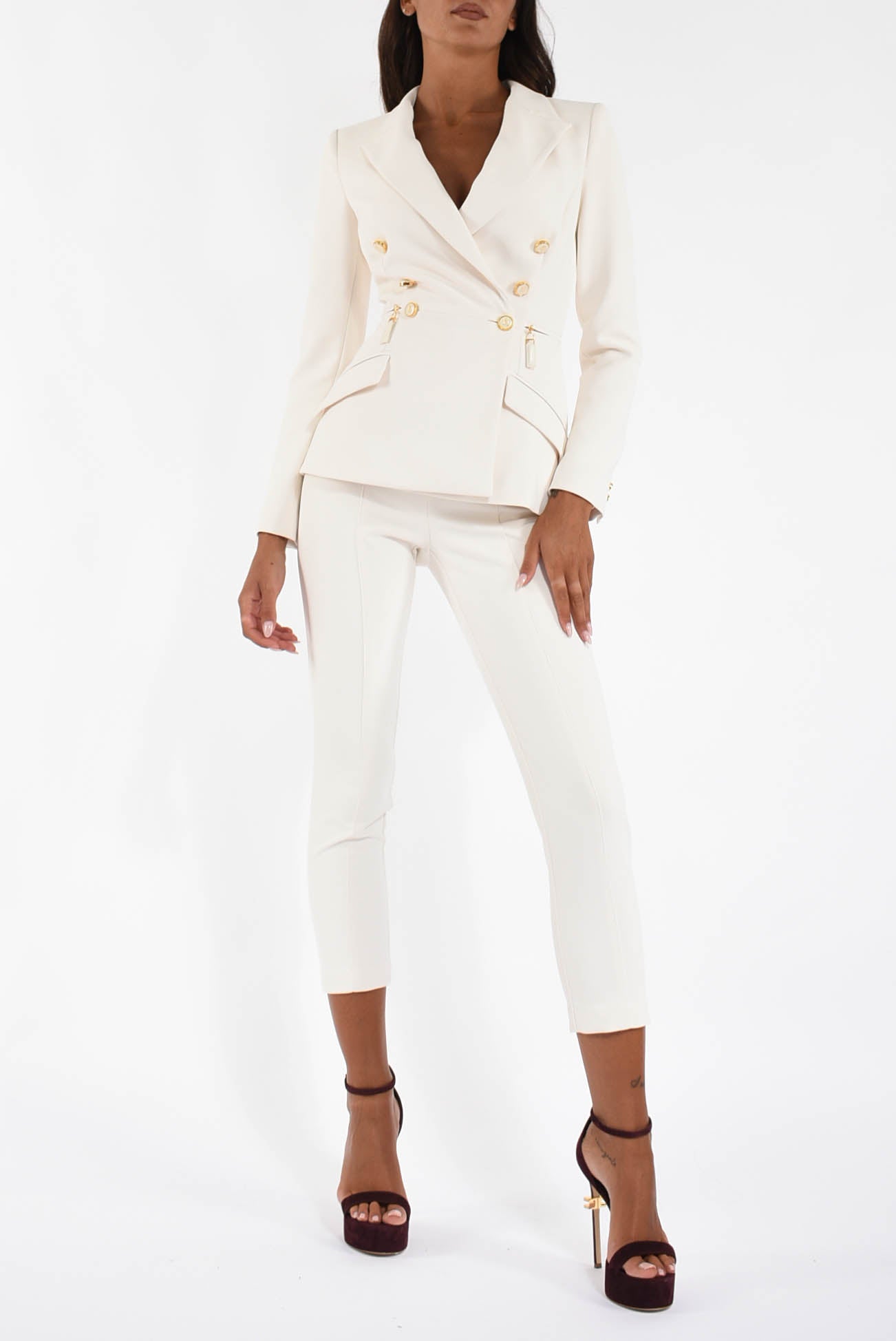 Pantaloni in crêpe con dettagli zip