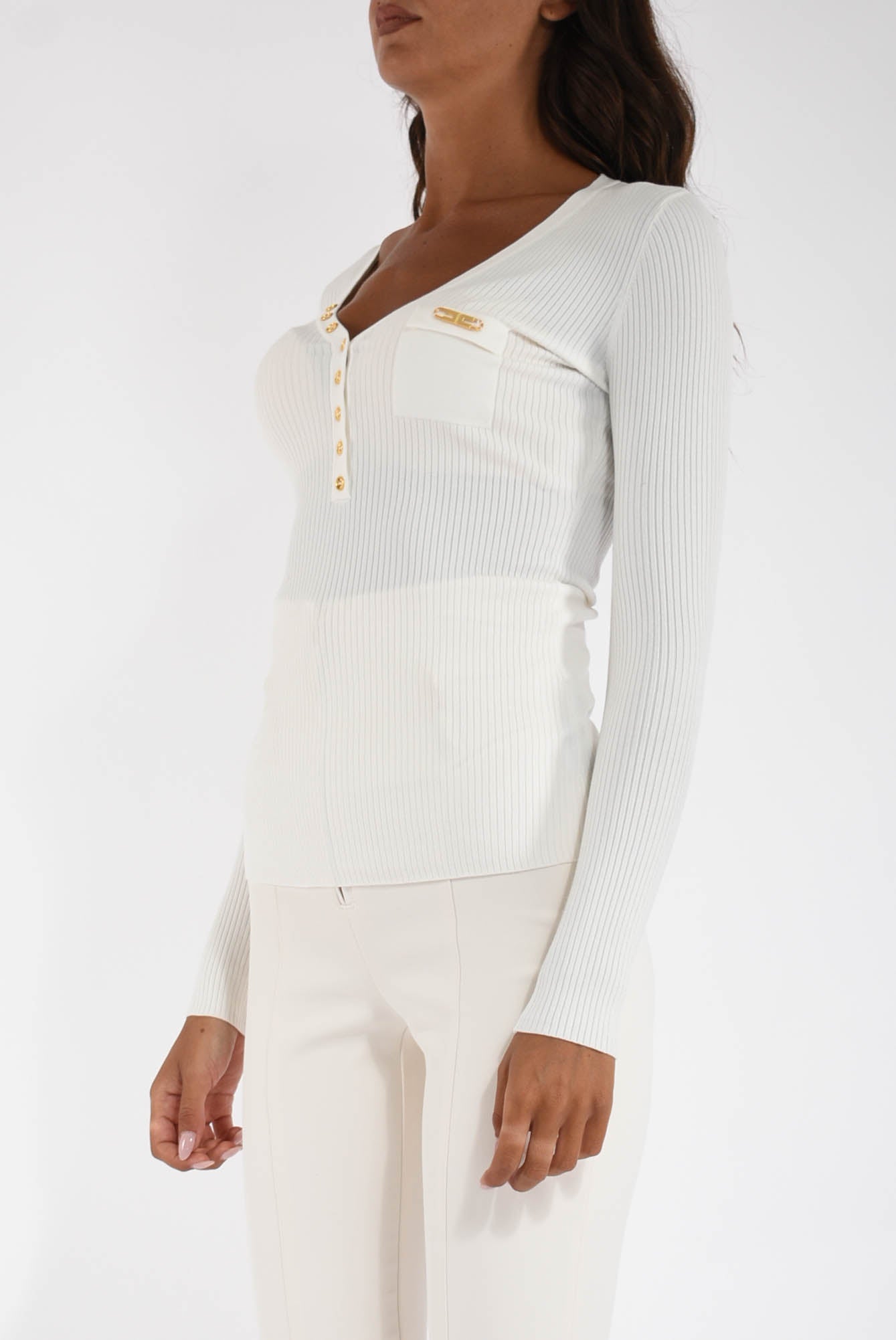 Maglia a costine con taschino