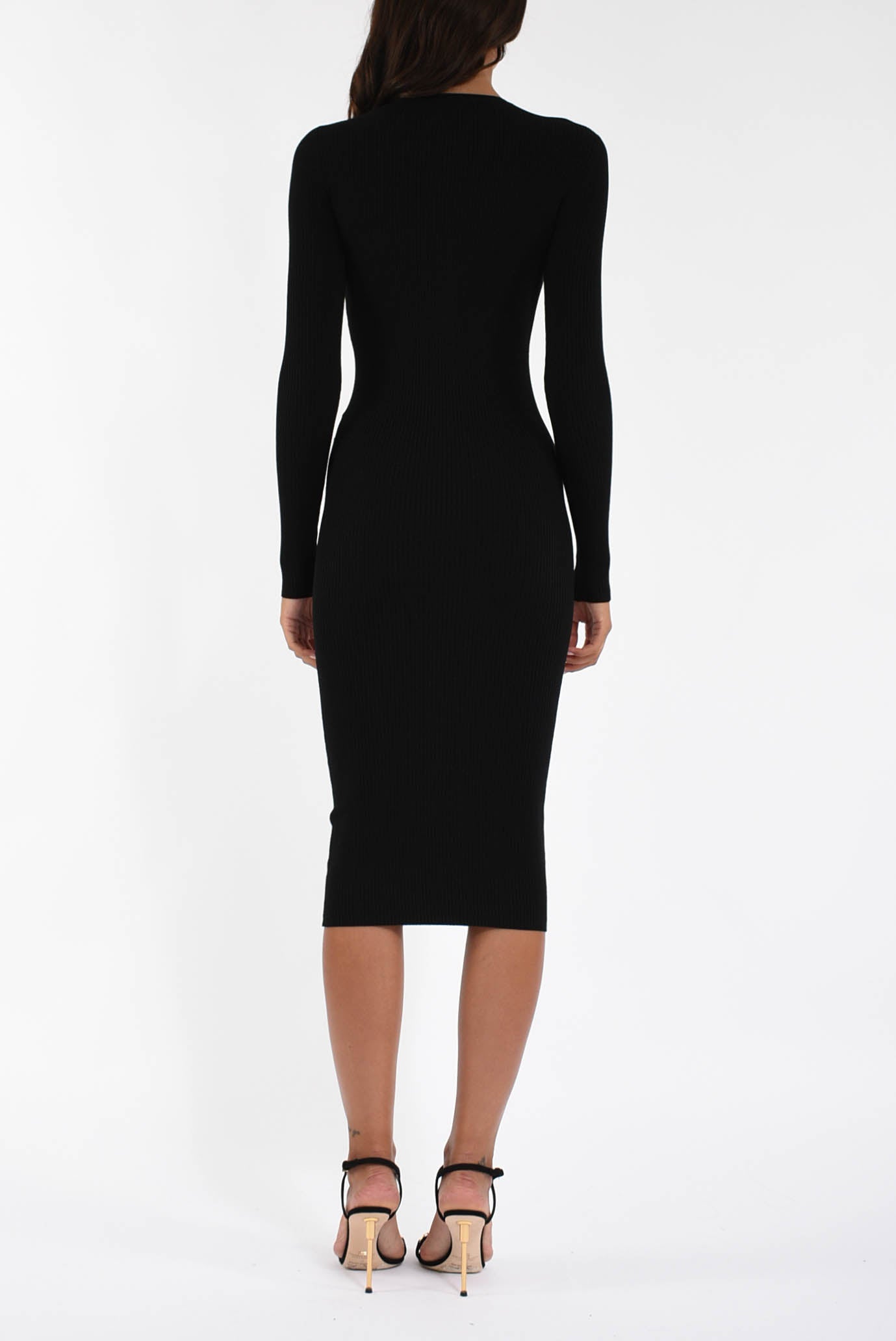 Abito midi in maglia a costine