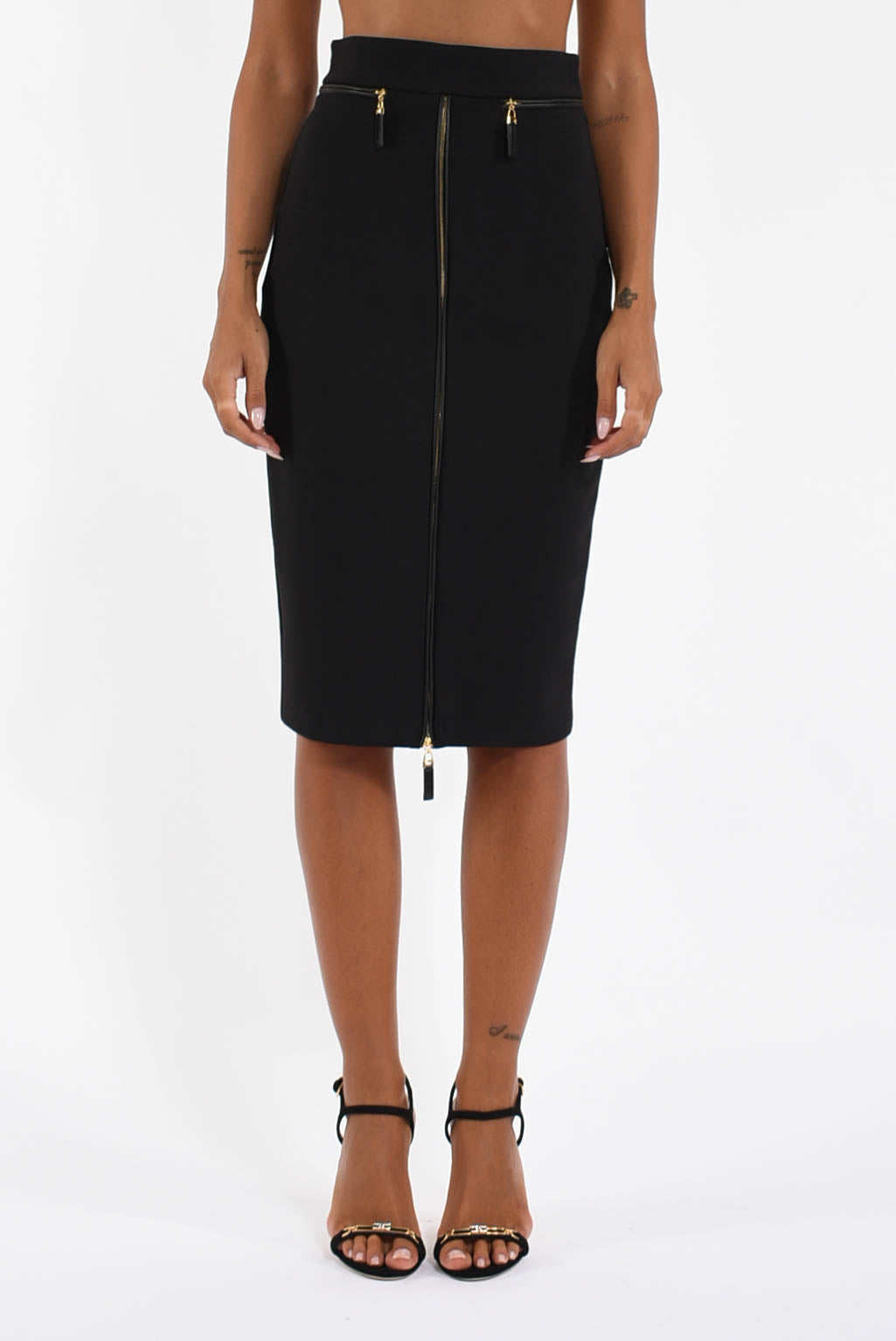 Gonna in crêpe leggero con zip