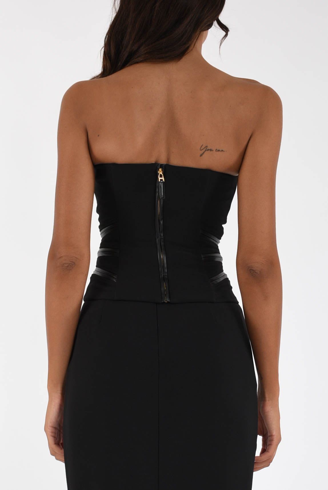 Top in crêpe con dettagli zip