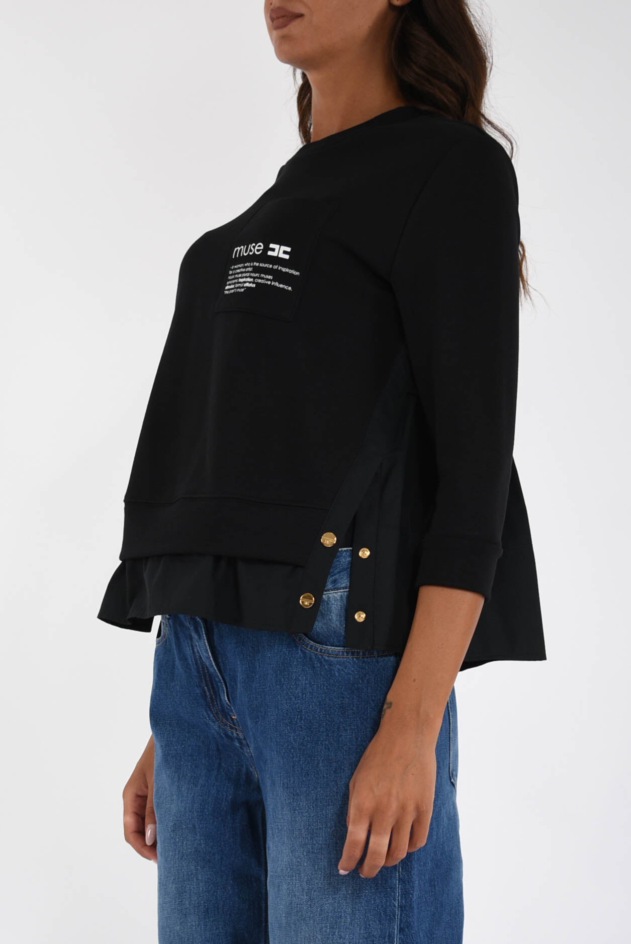 felpa con dettagli in popeline