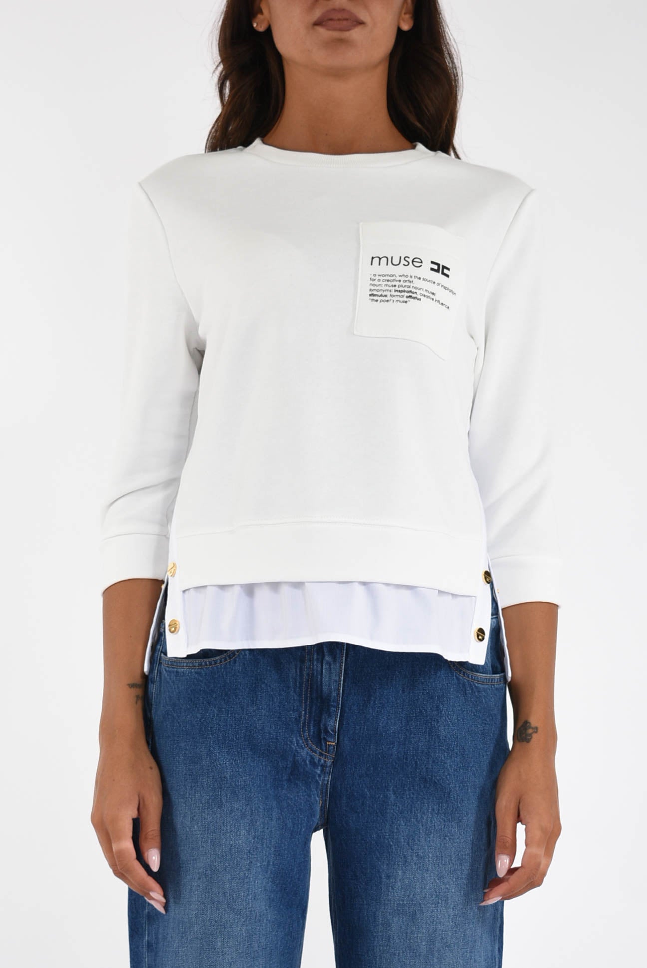 felpa con dettagli in popeline