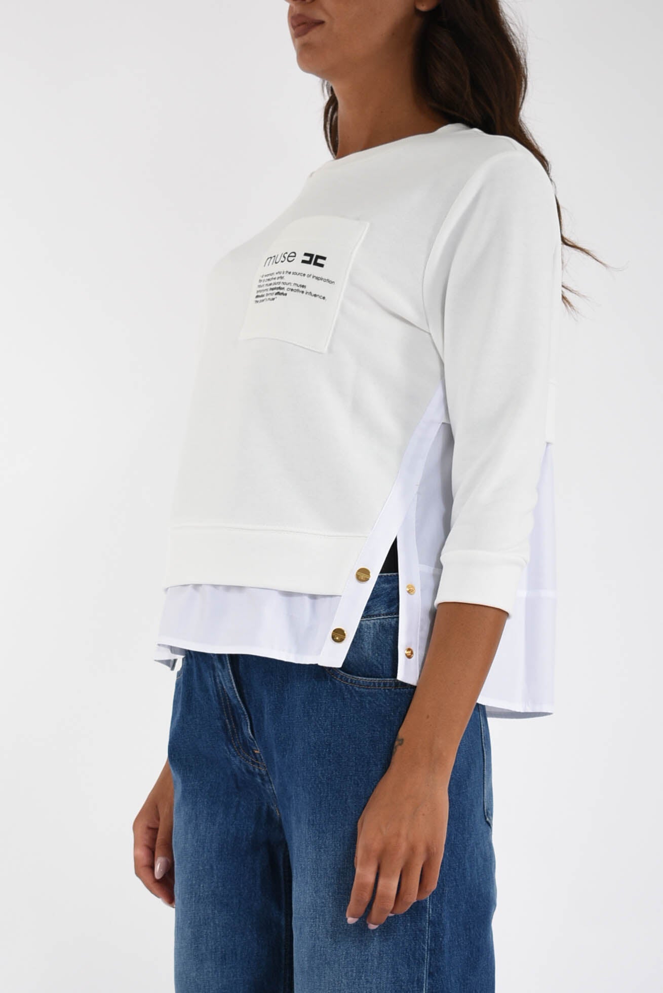 felpa con dettagli in popeline