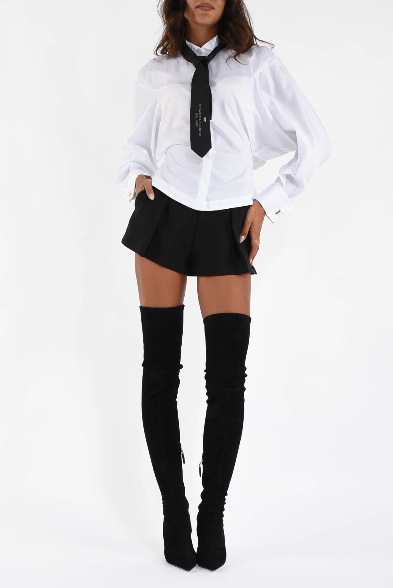 Camicia in popeline di cotone con cravatta