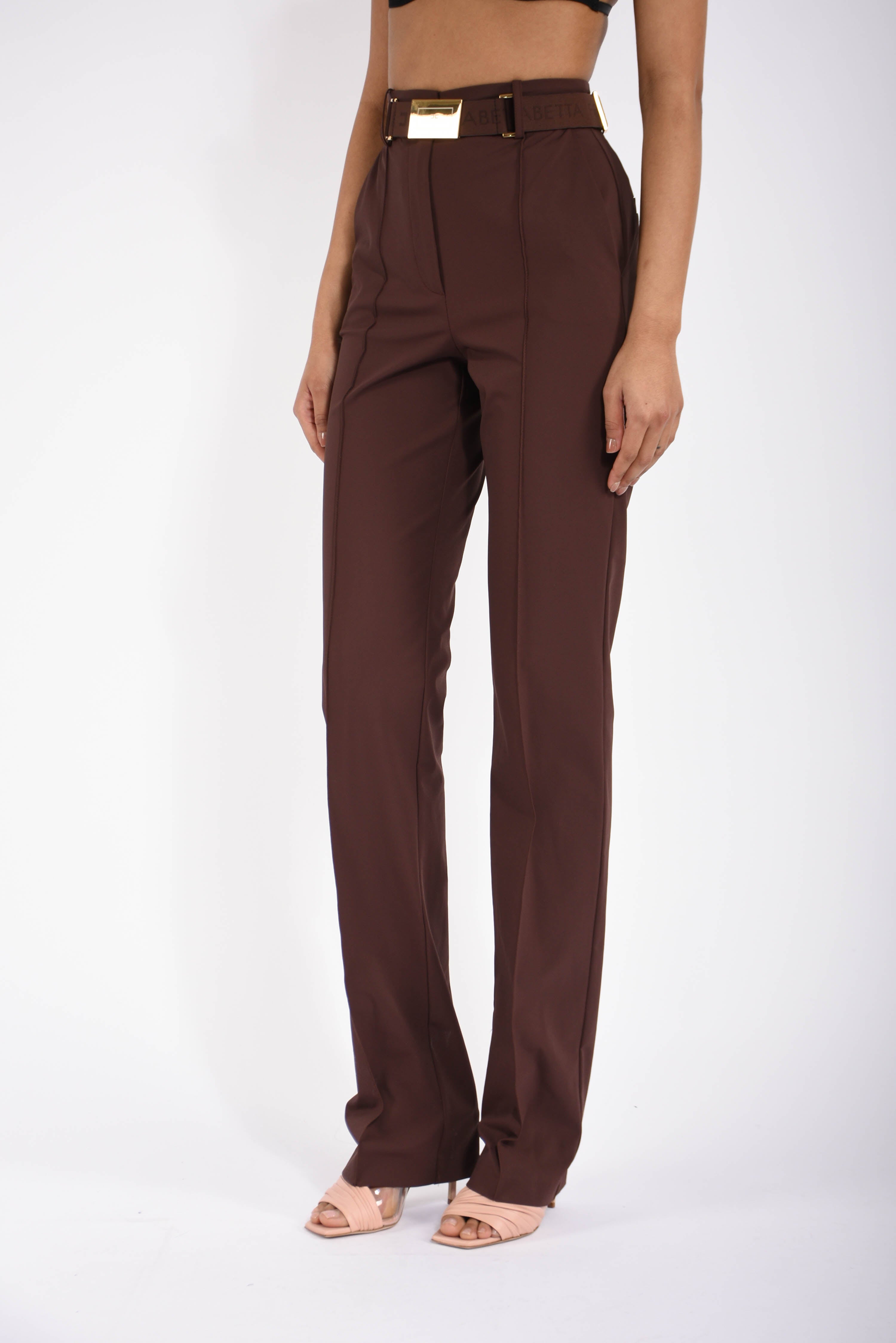 Pantaloni in tessuto tecnico bielastico con cintura