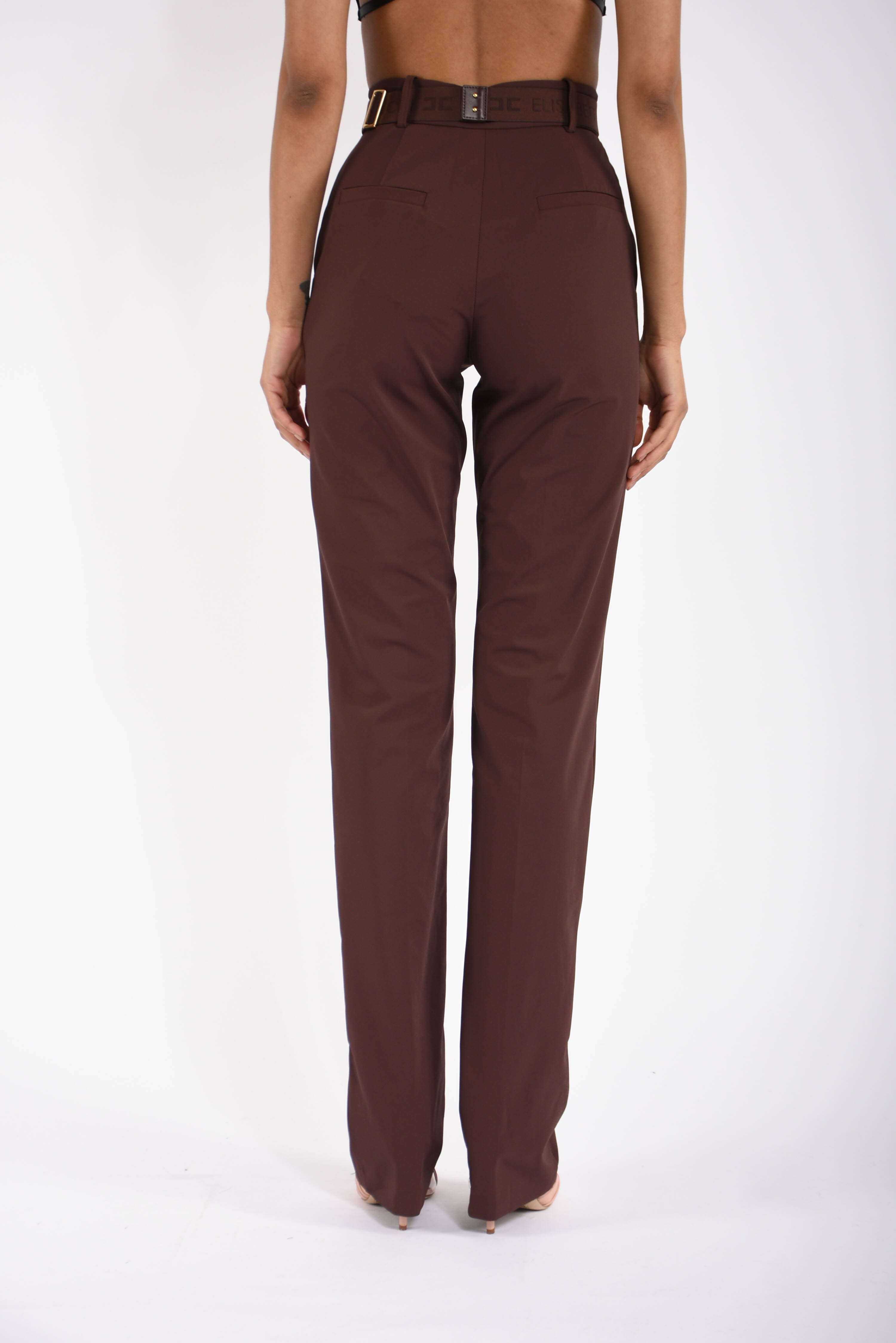 Pantaloni in tessuto tecnico bielastico con cintura