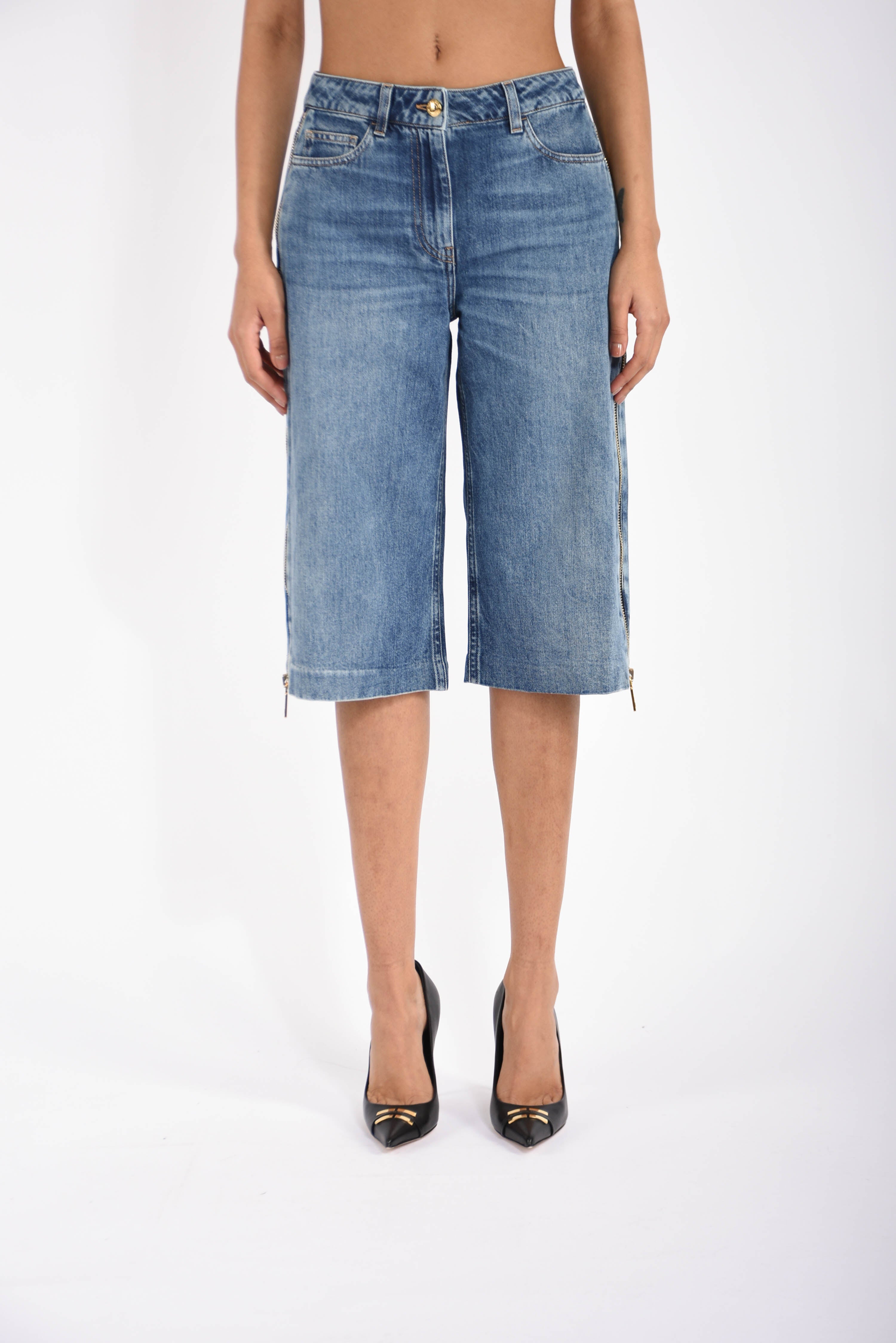 bermuda in denim con zip