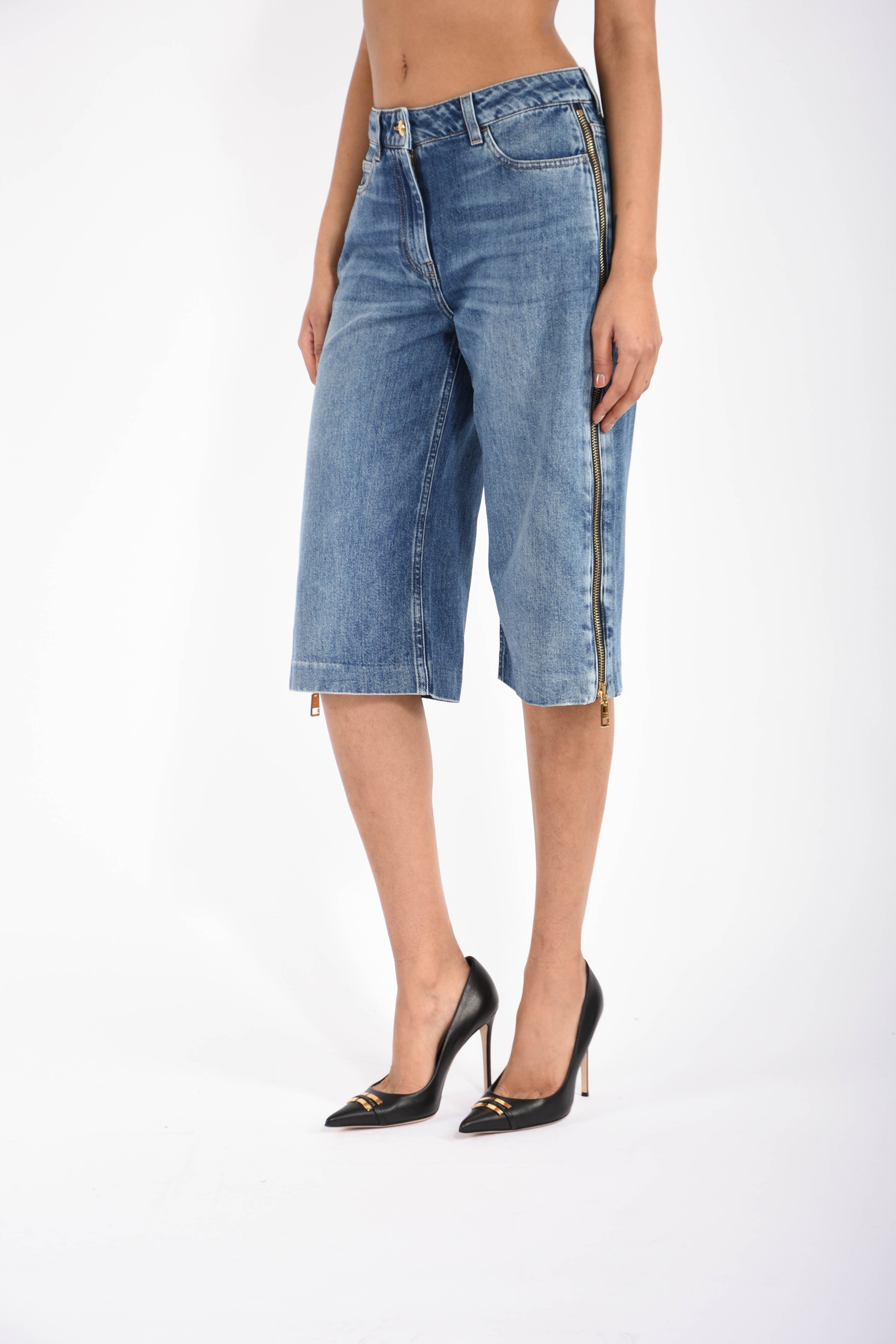 bermuda in denim con zip