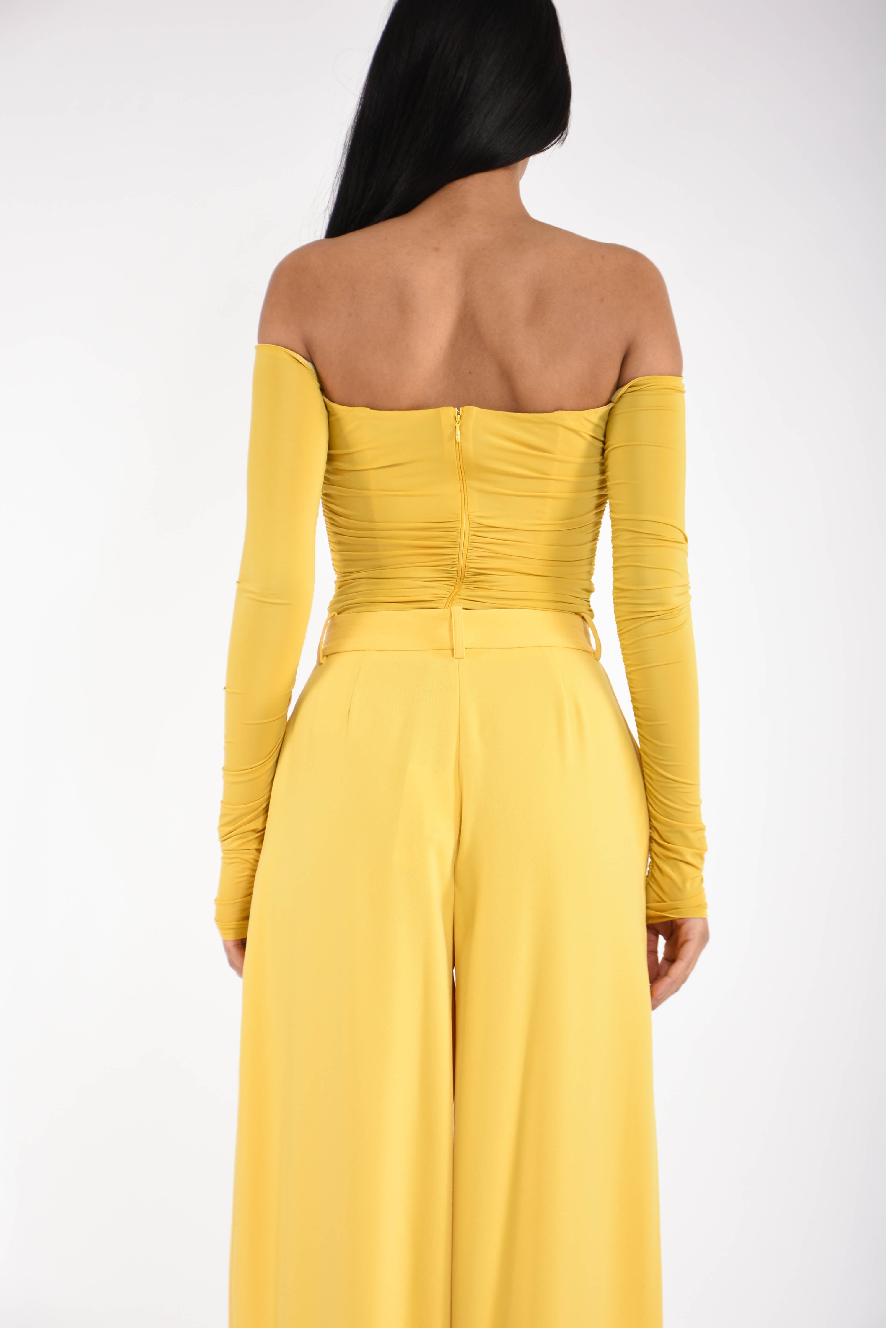 Body in jersey crêpe leggero con drappeggi