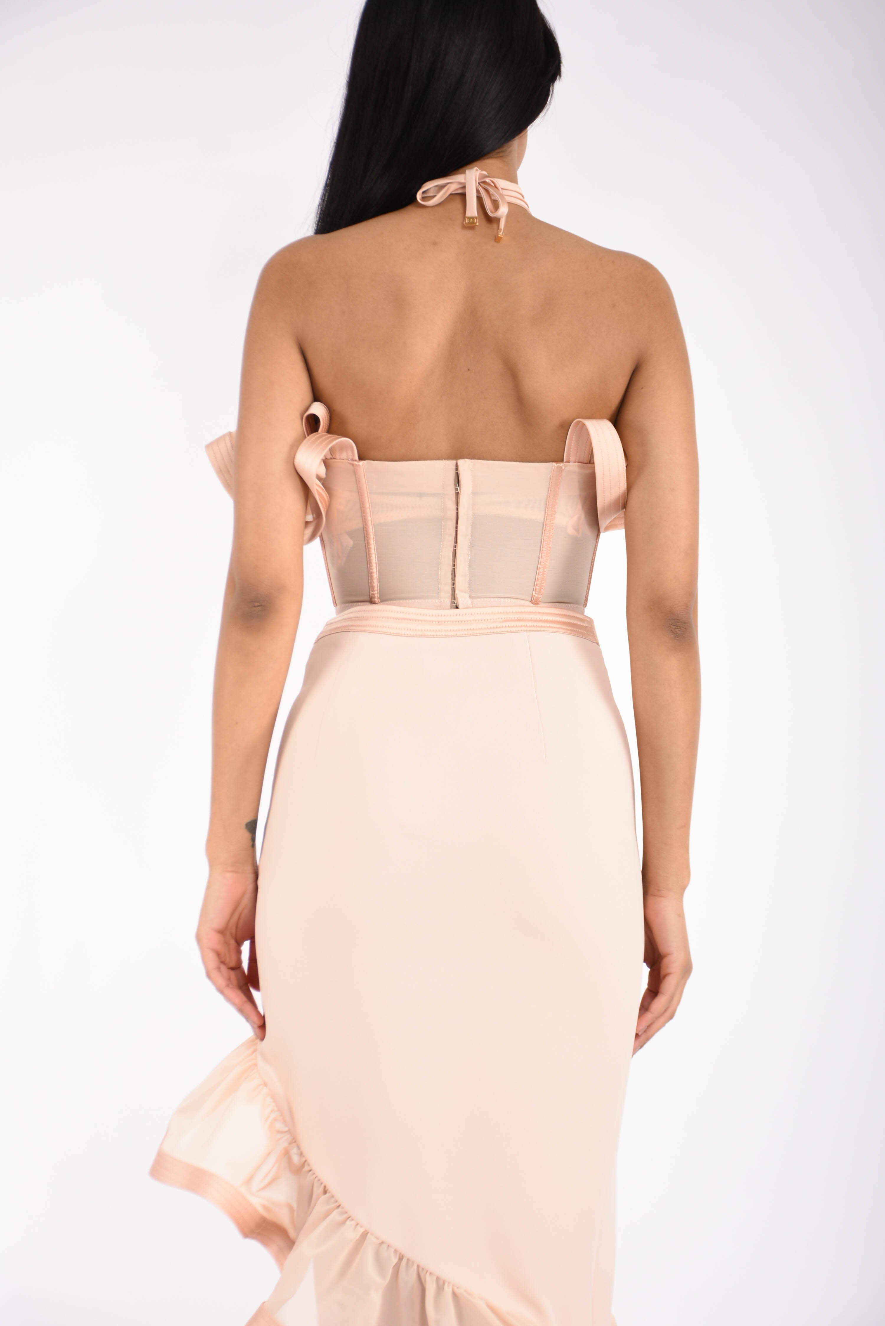 Top in raso con maxi ruche