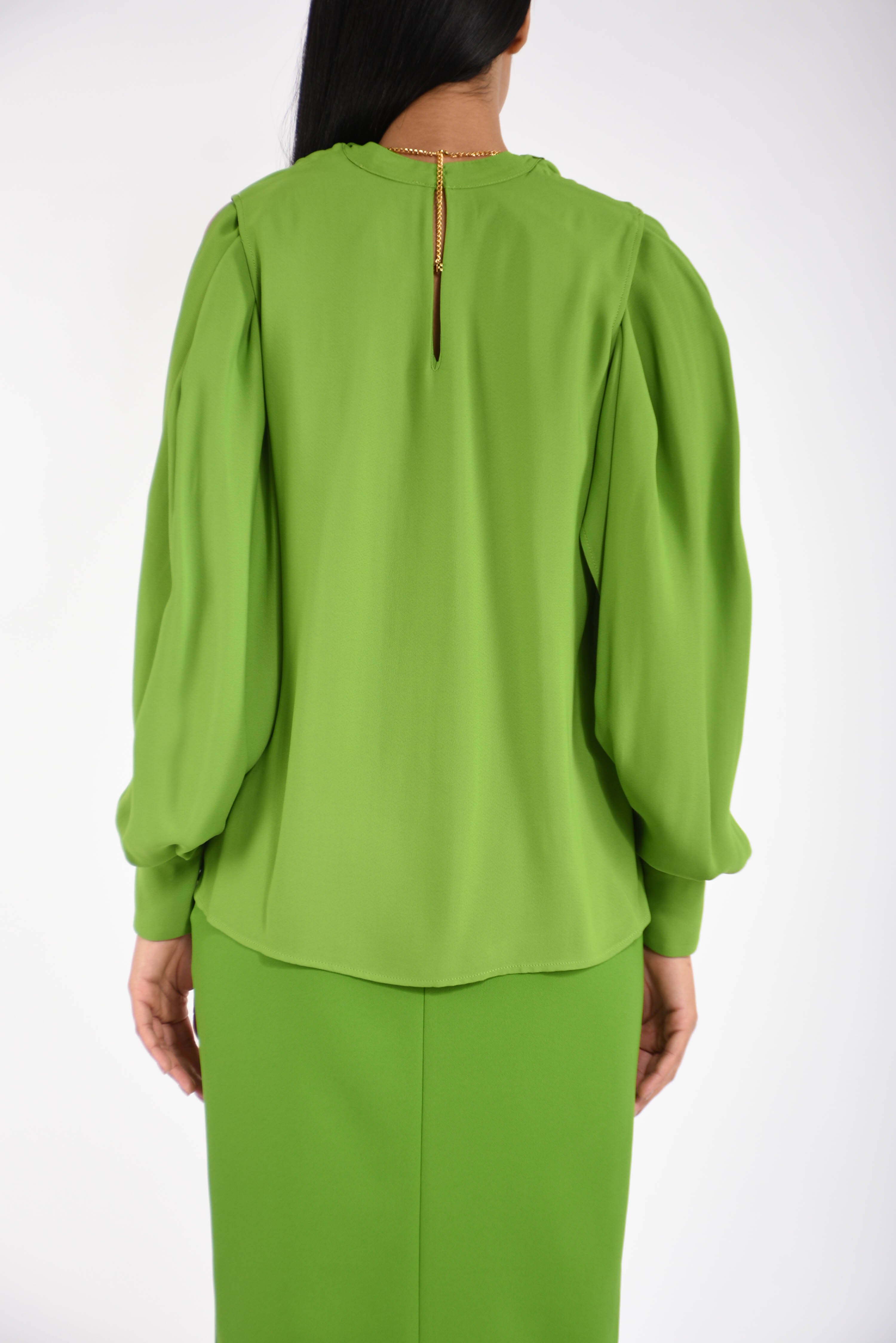 Blusa in georgette di viscosa con dettaglio gioiello