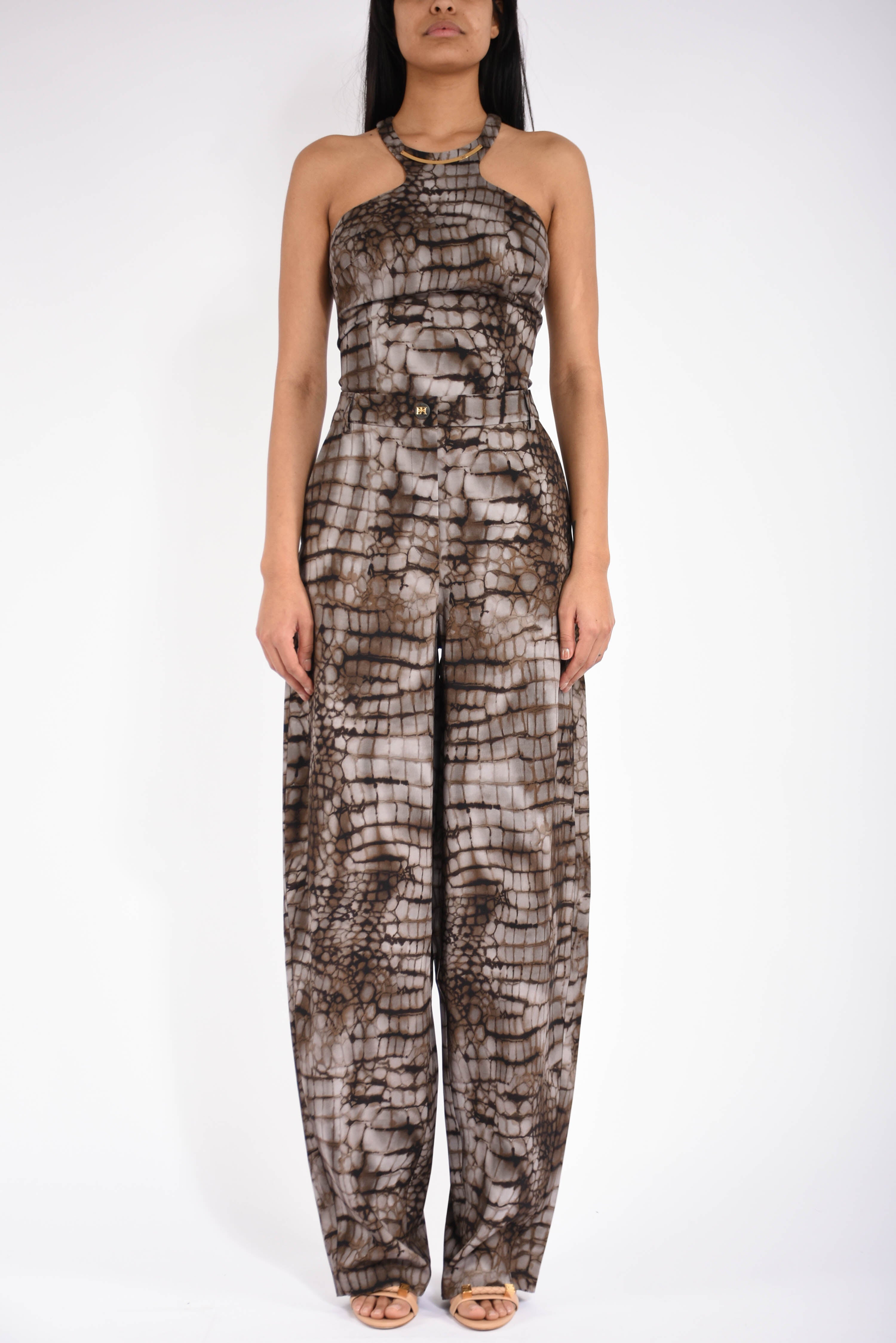 Tuta in jersey leggero con stampa alligatore