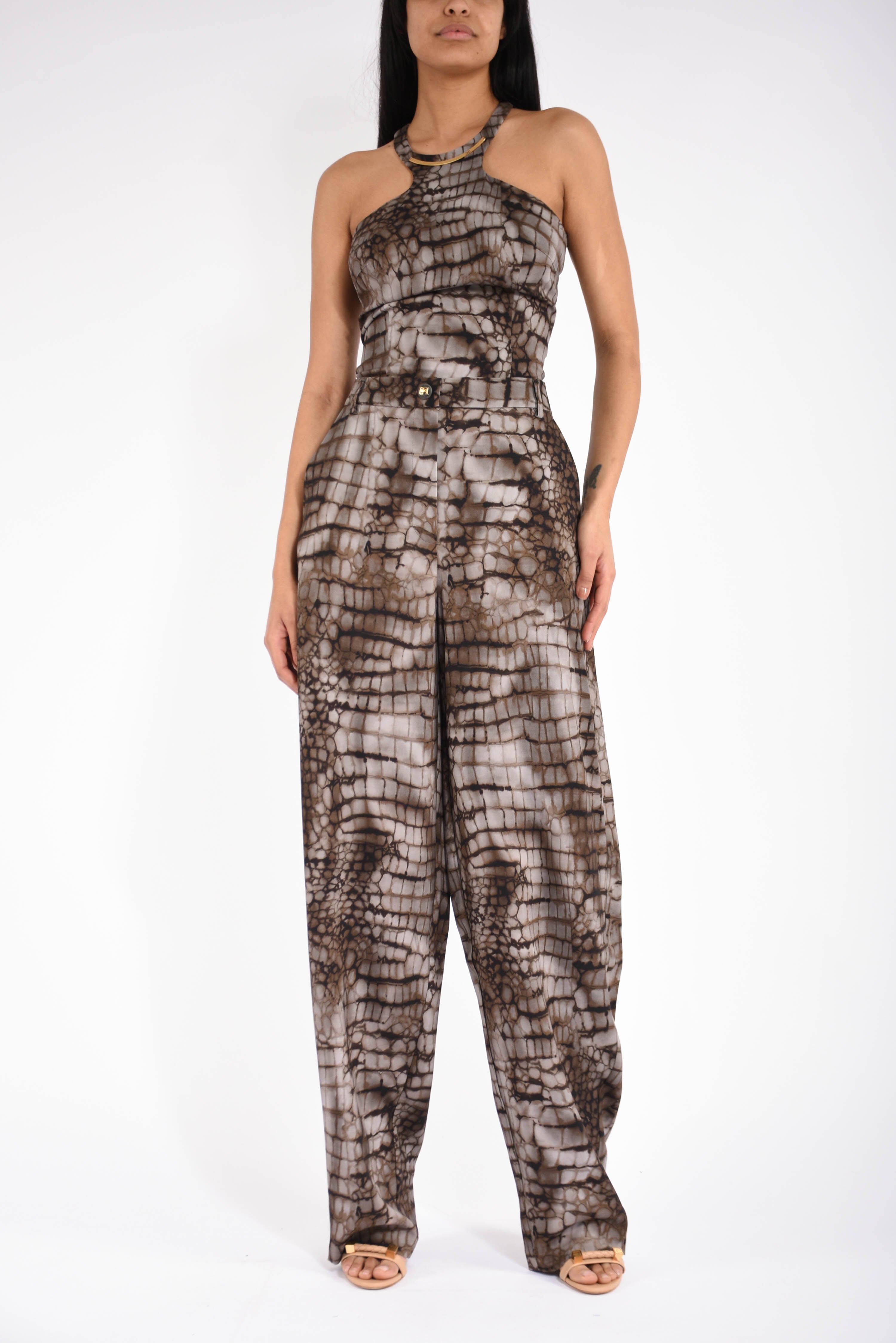 Tuta in jersey leggero con stampa alligatore