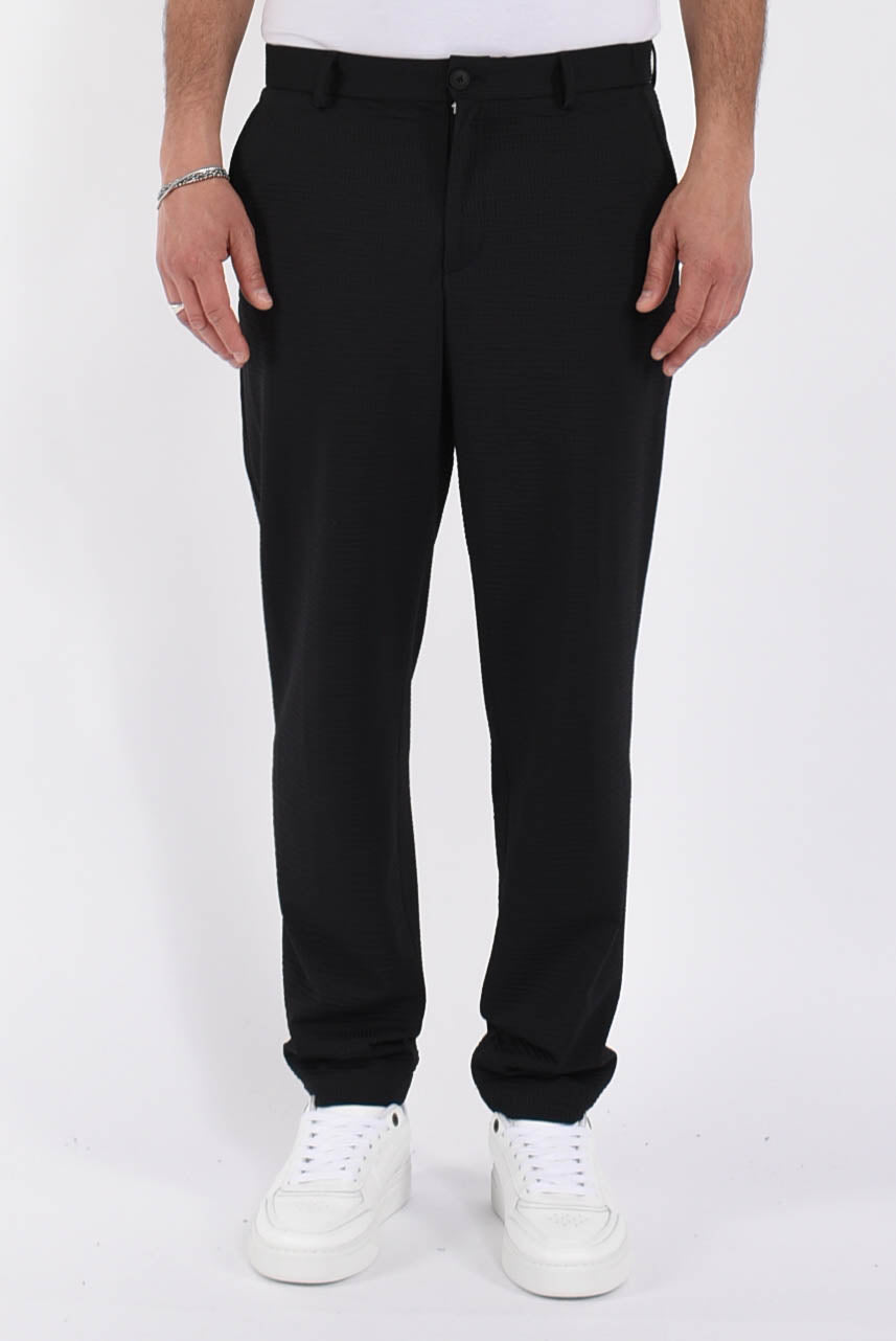 Pantaloni in tessuto seersucker elasticizzato