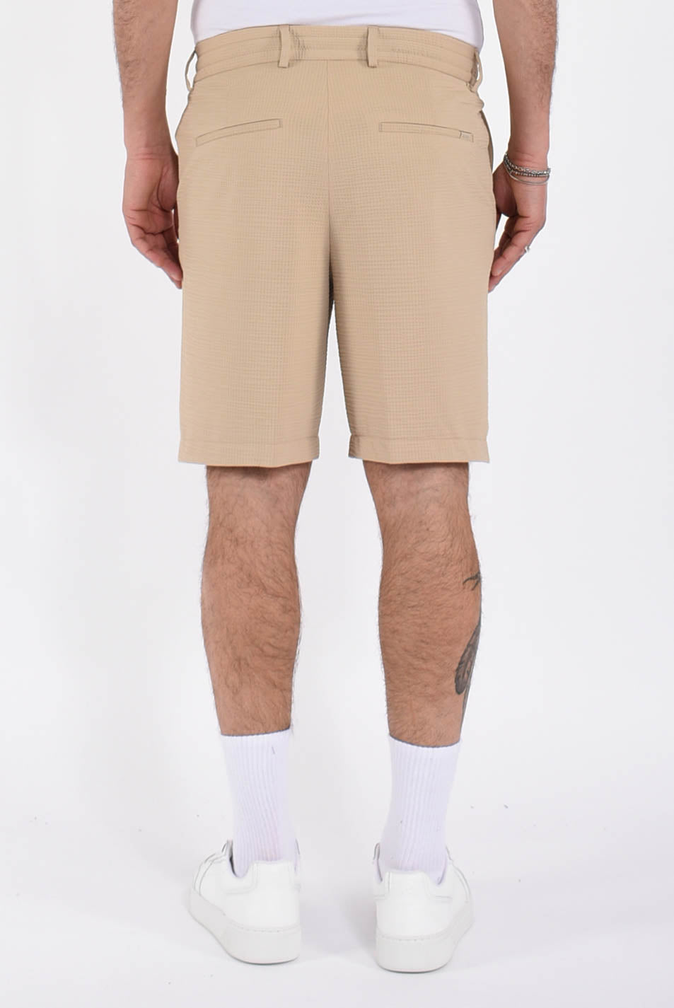 Bermuda in tessuto seersucker elasticizzato