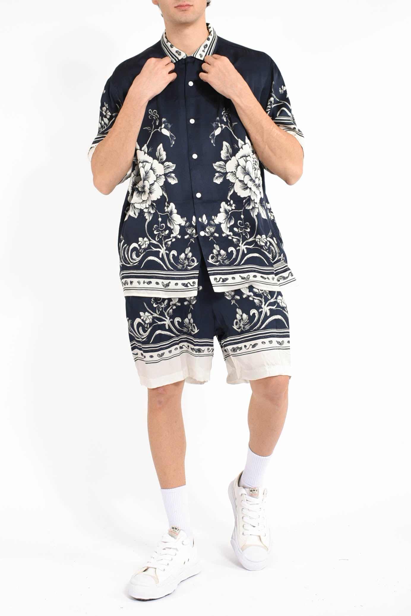 camicia Blue Flower Print