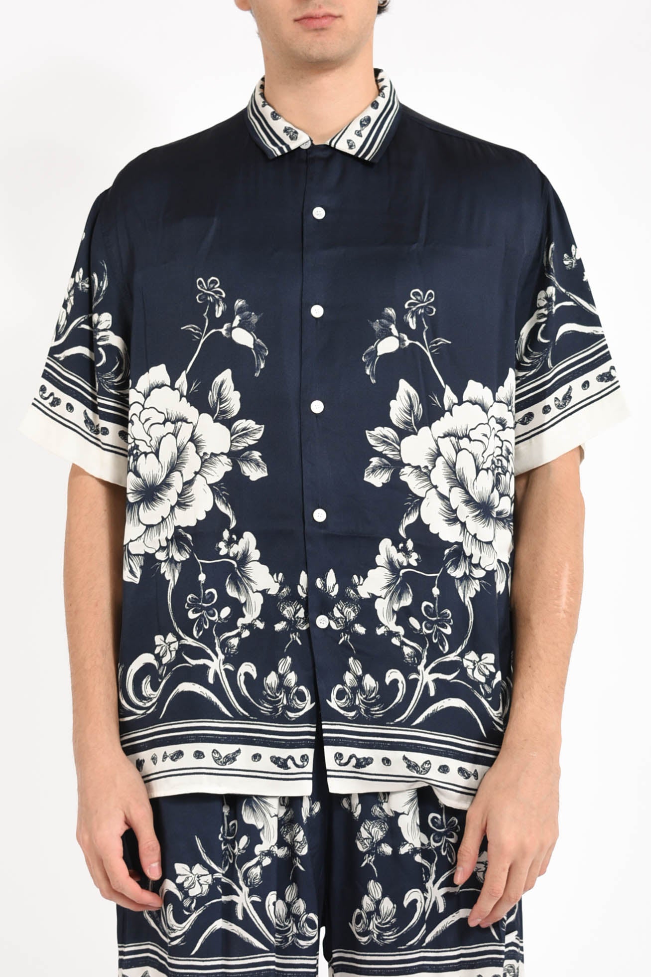 camicia Blue Flower Print