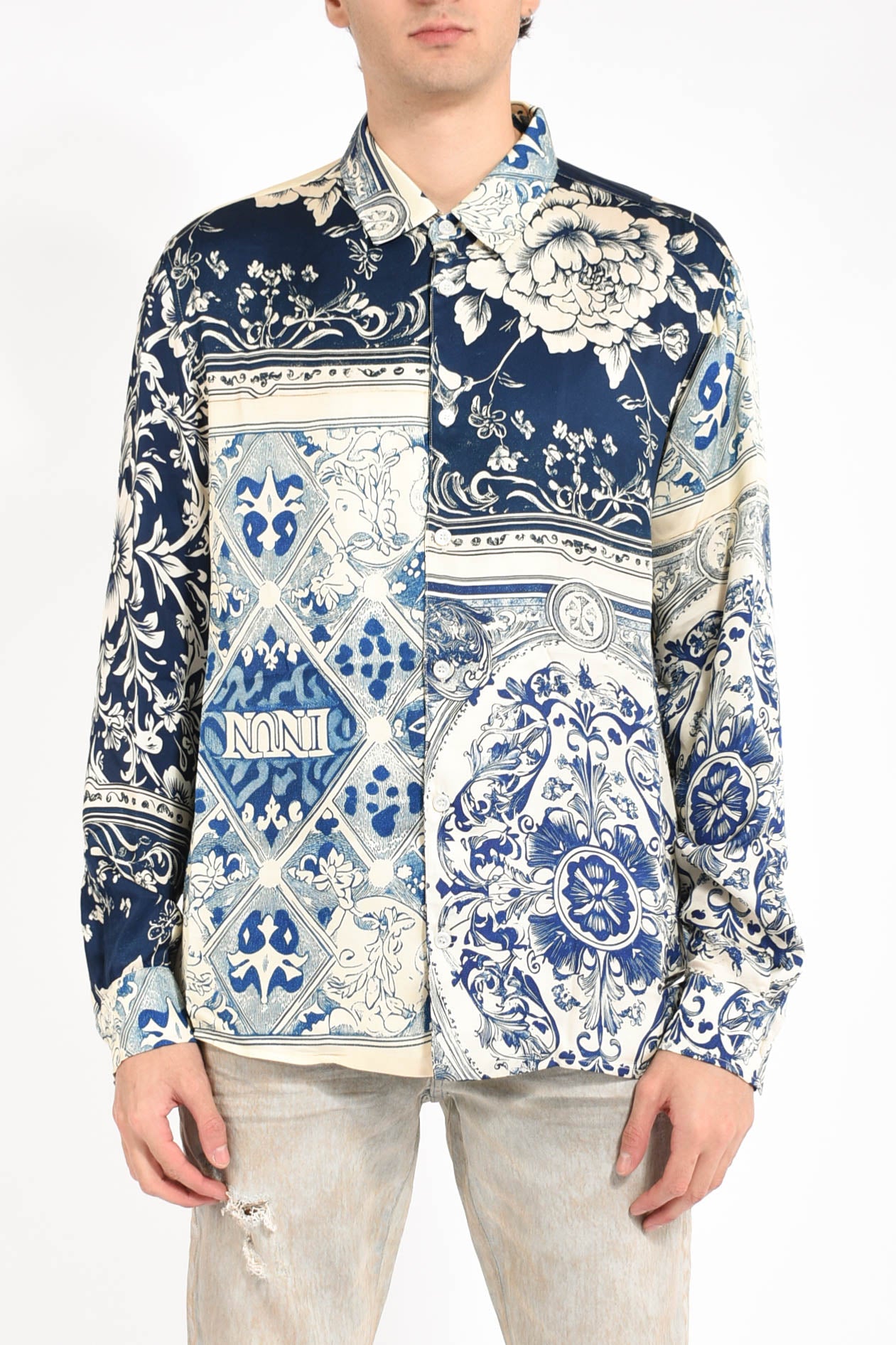 camicia old cards print