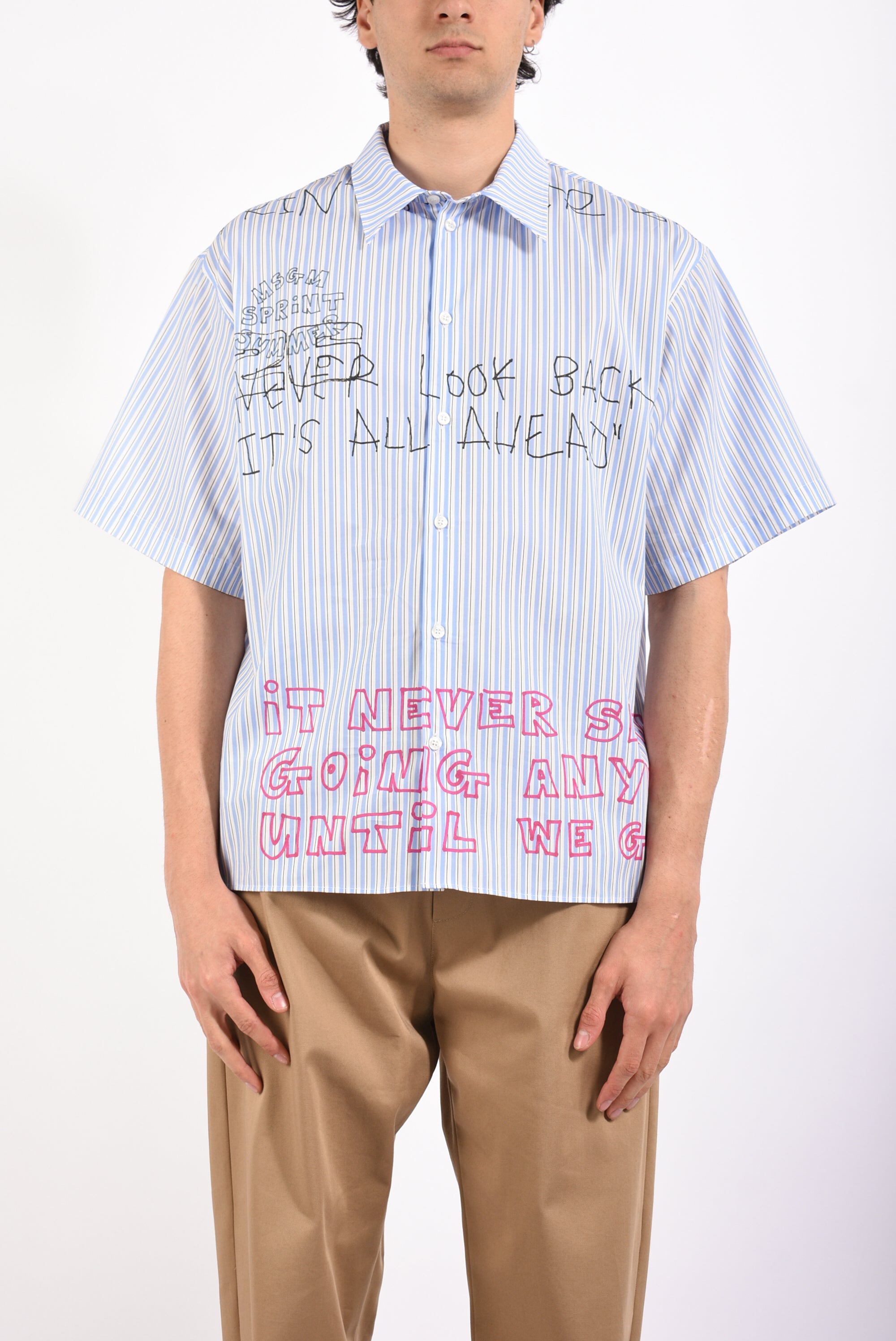 Camicia rigata in cotone