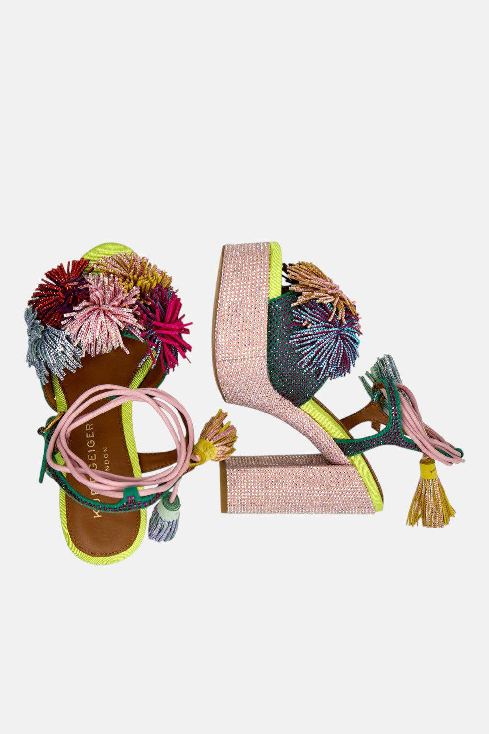 sandali pom pom tie platform