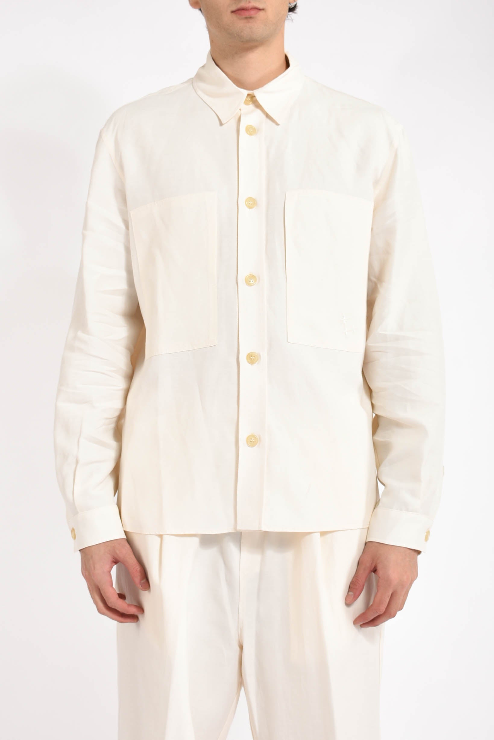 camicia in lino e viscosa