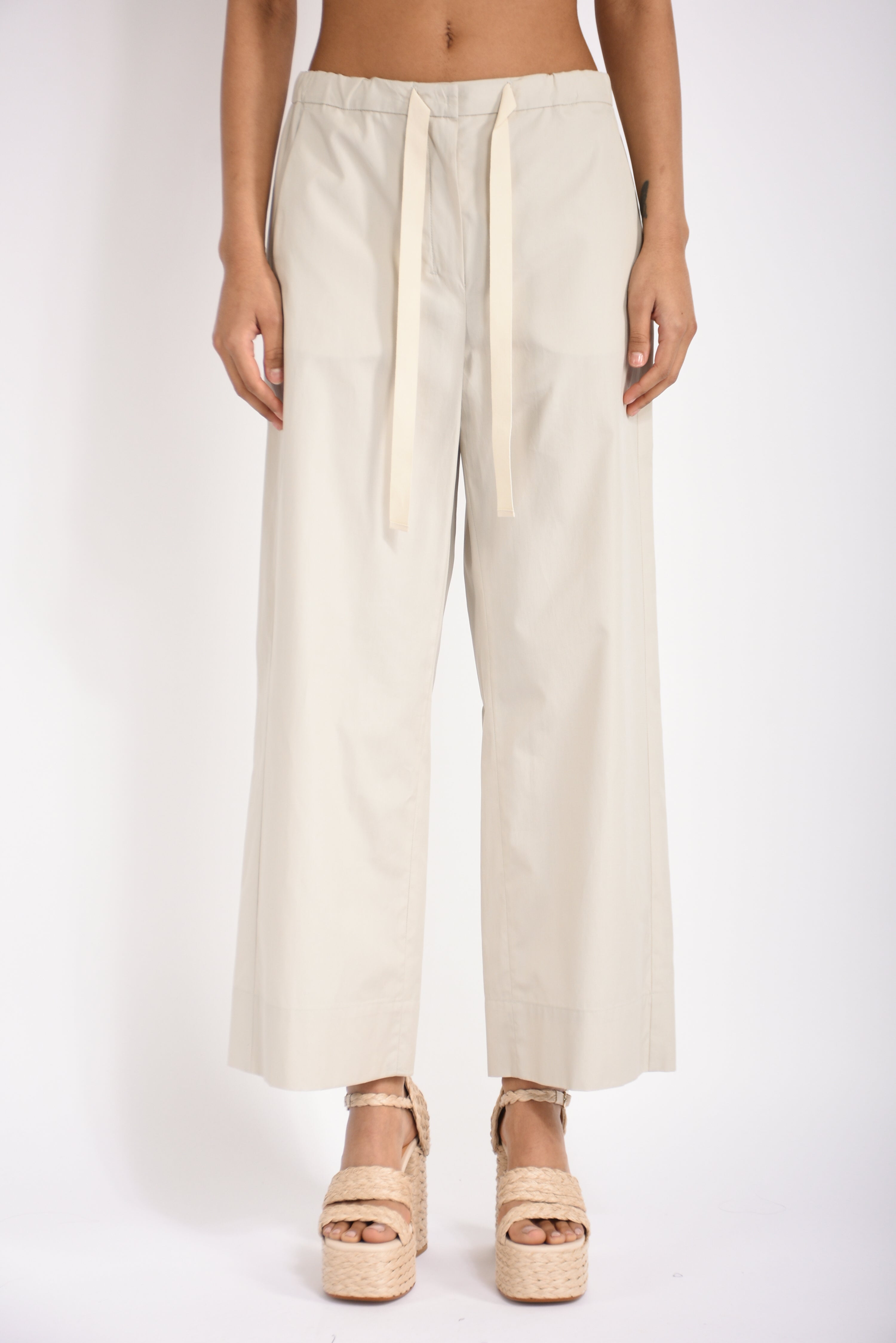 pantaloni in cotone argento