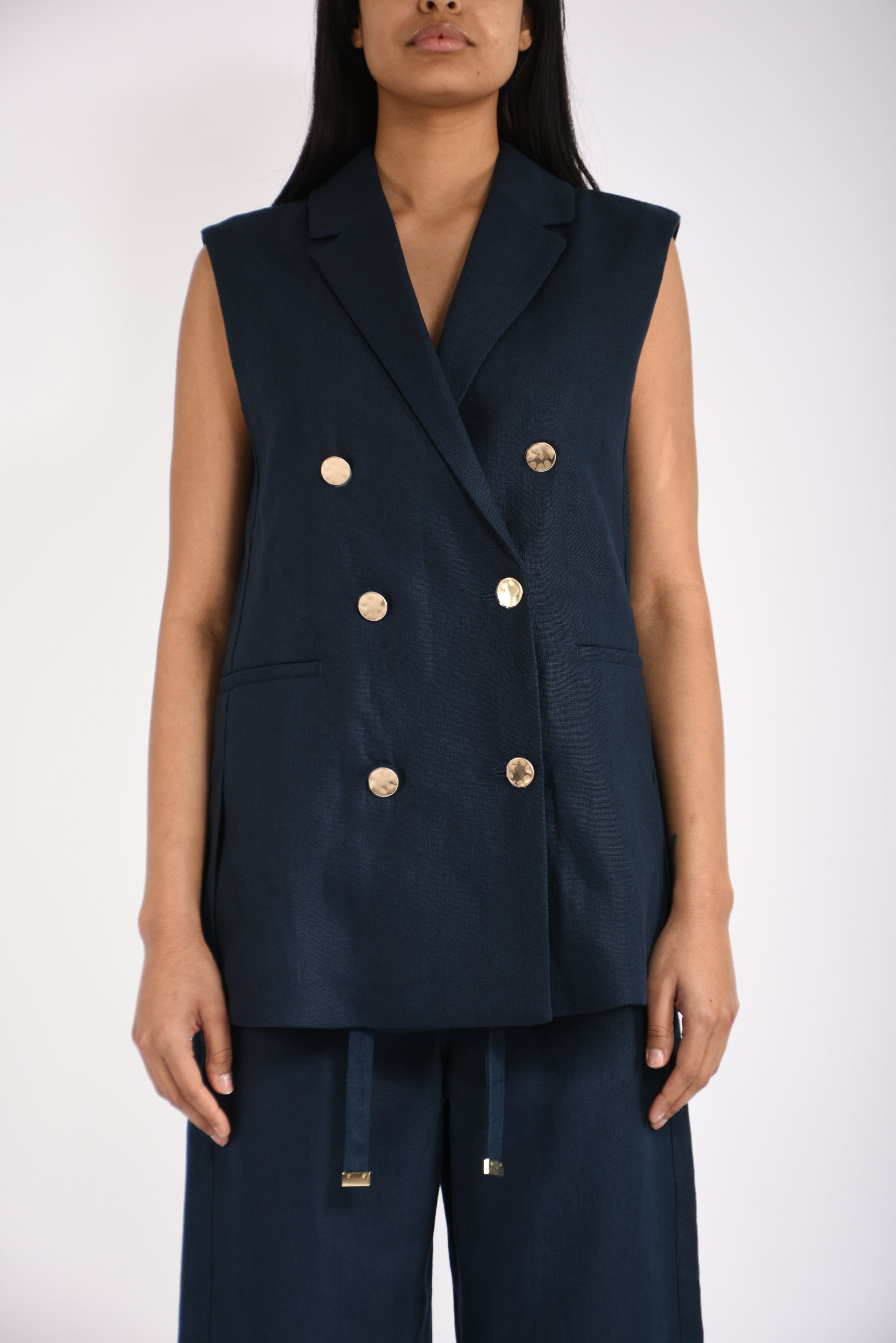 gilet doppiopetto in lino bird