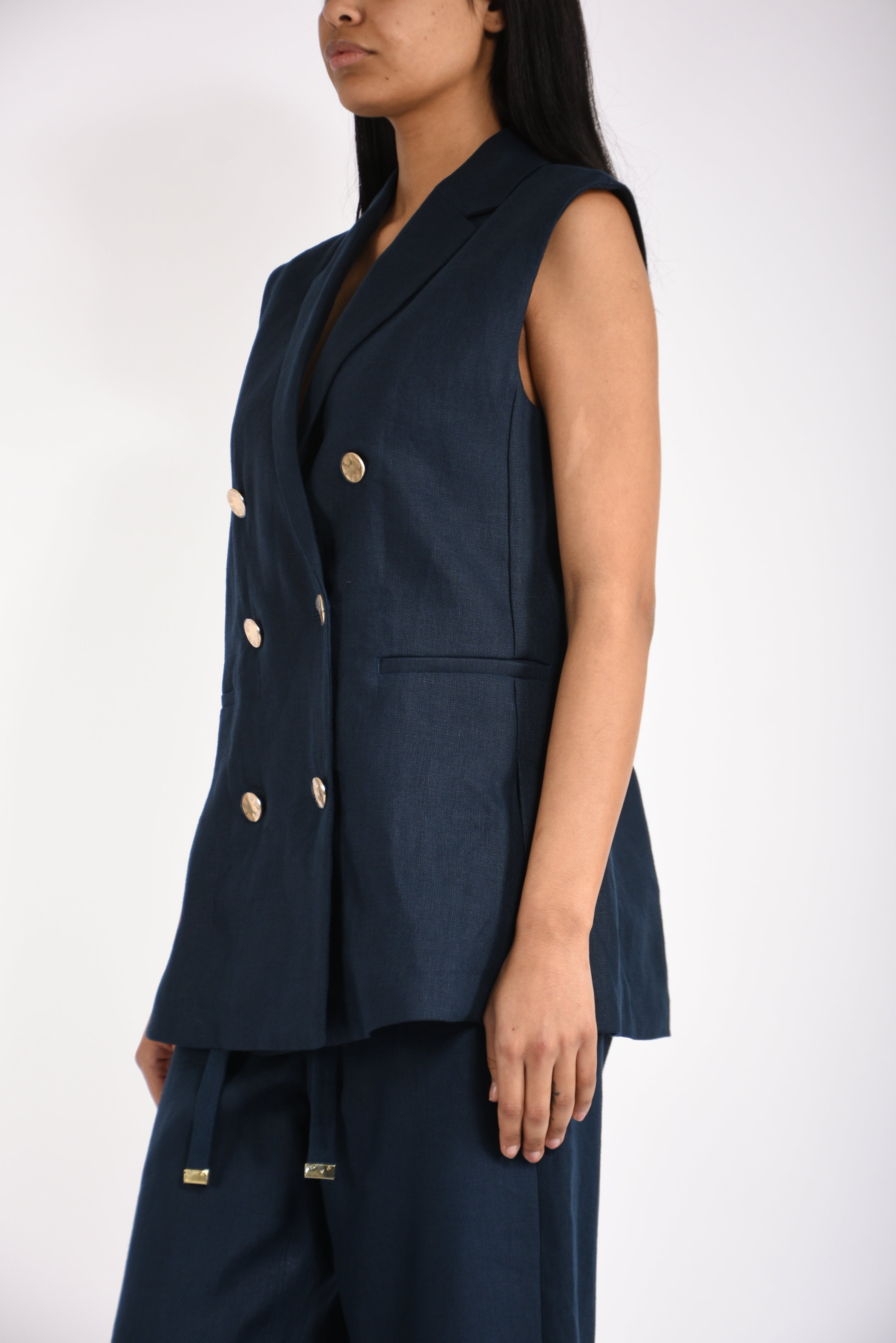 gilet doppiopetto in lino bird