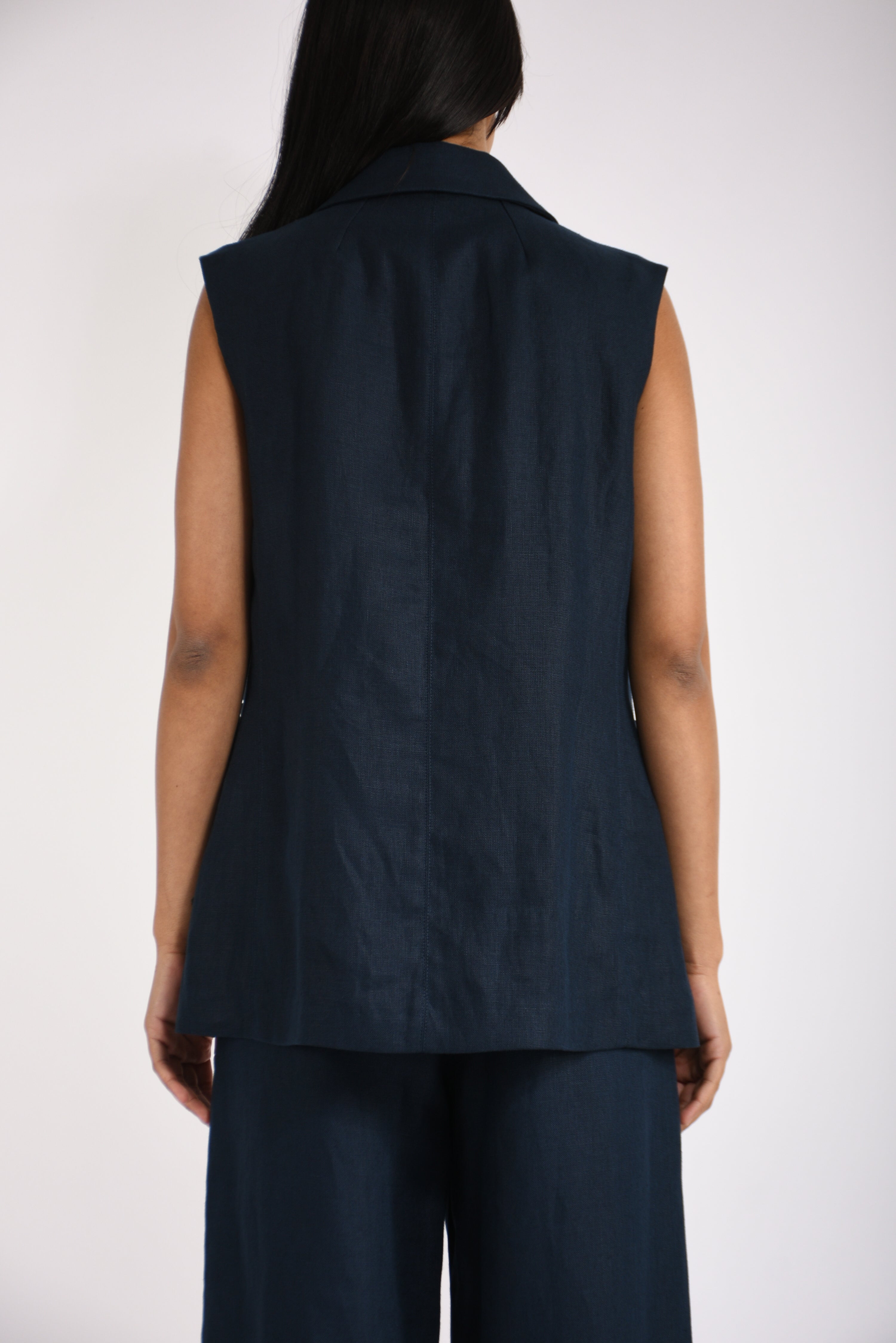 gilet doppiopetto in lino bird