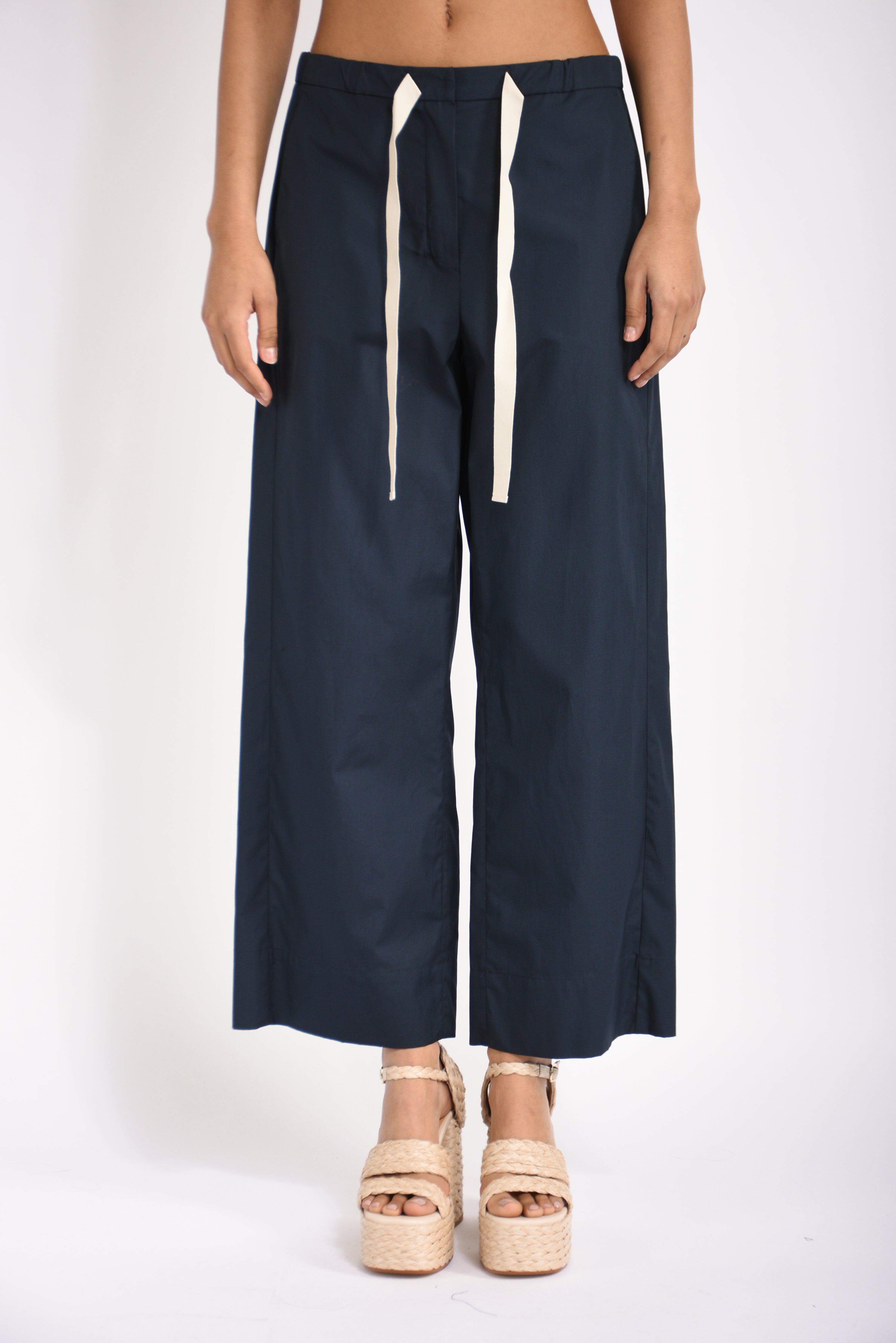 pantaloni in cotone argento
