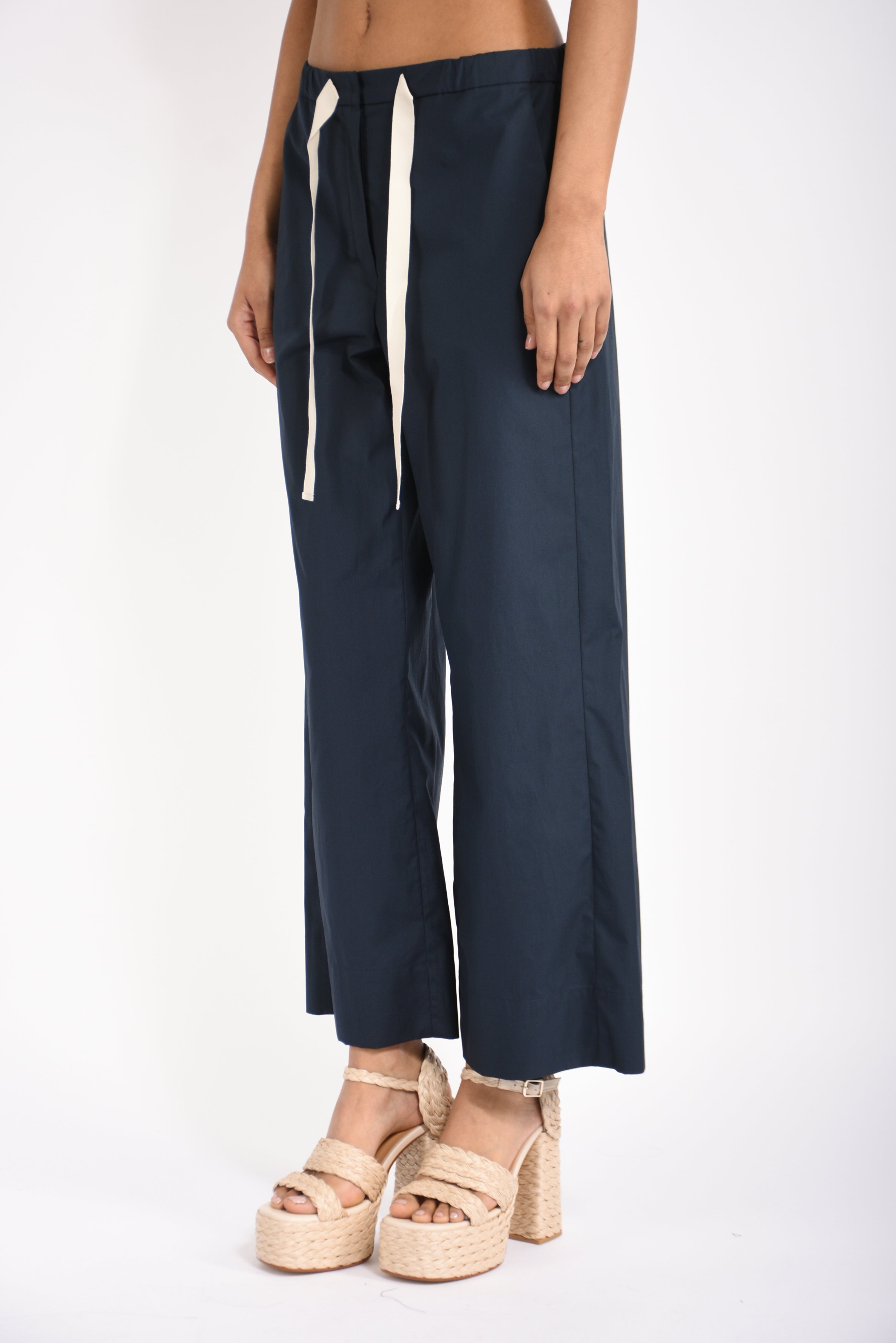 pantaloni in cotone argento