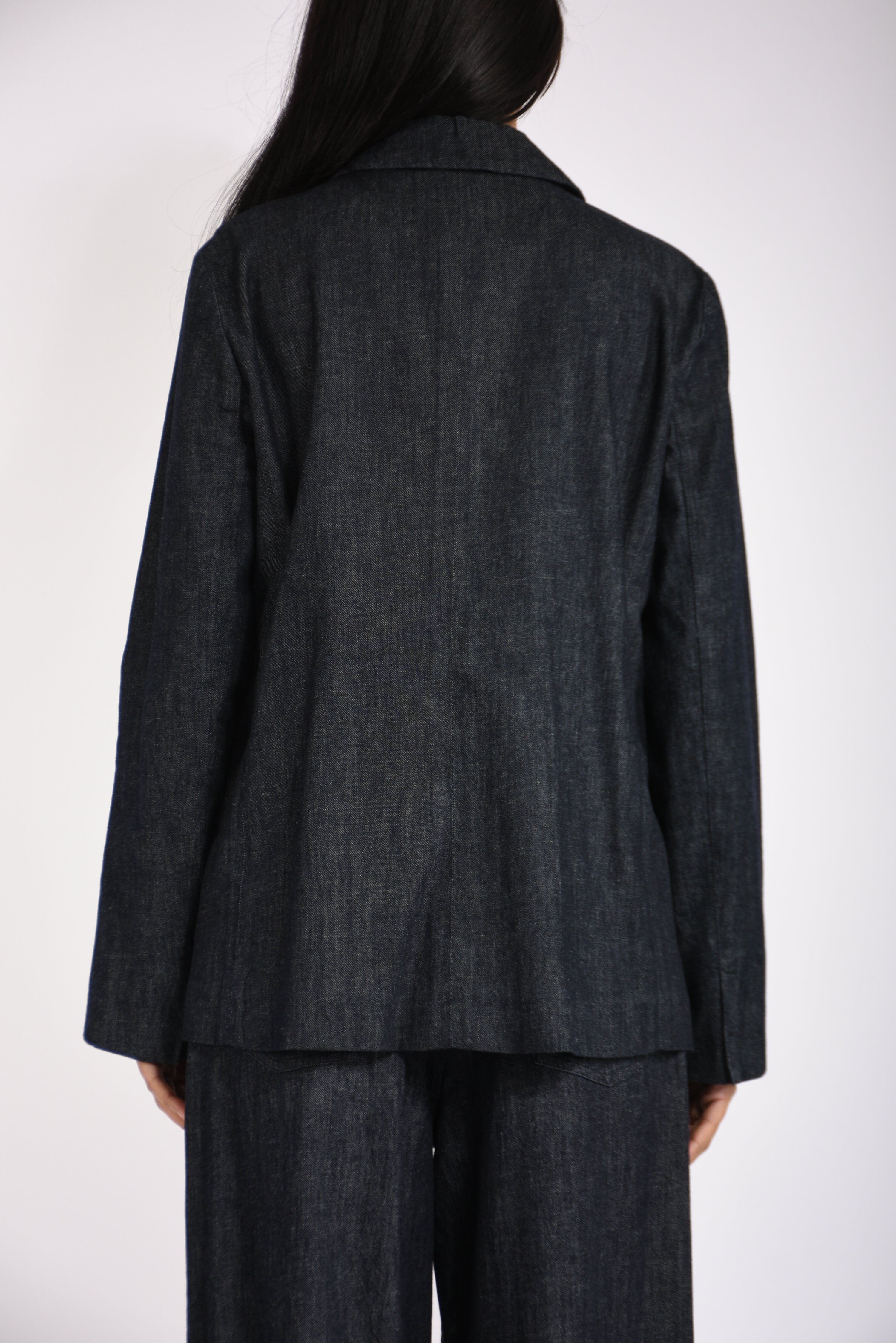 giacca monopetto in denim leone