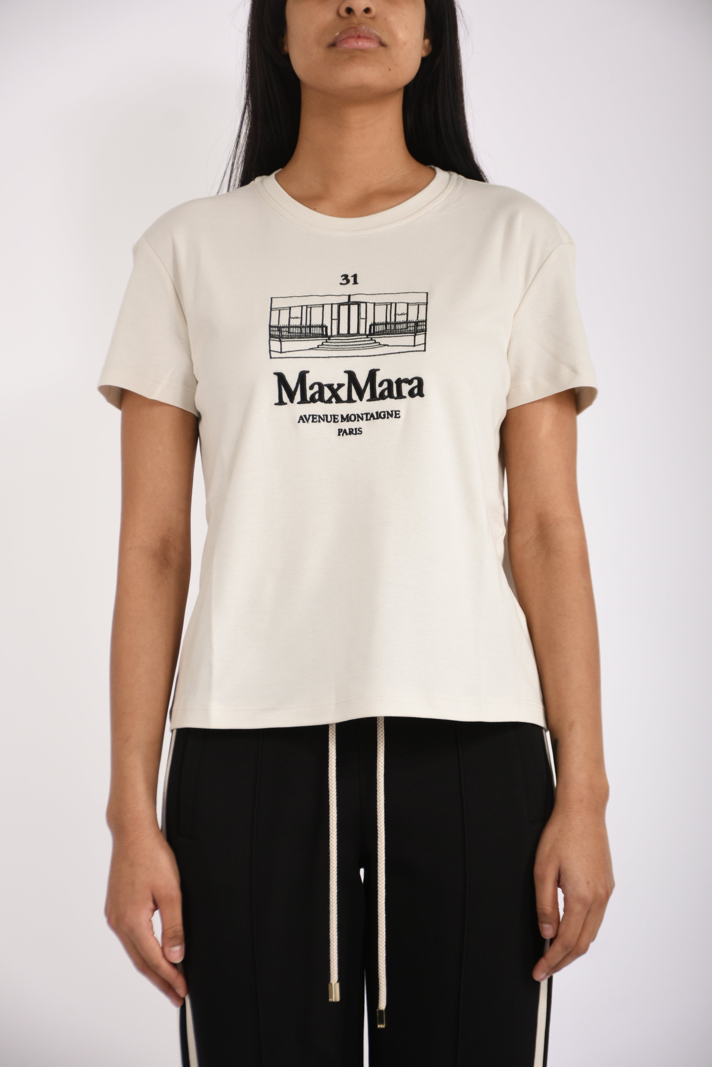 T-shirt in jersey con ricamo bella