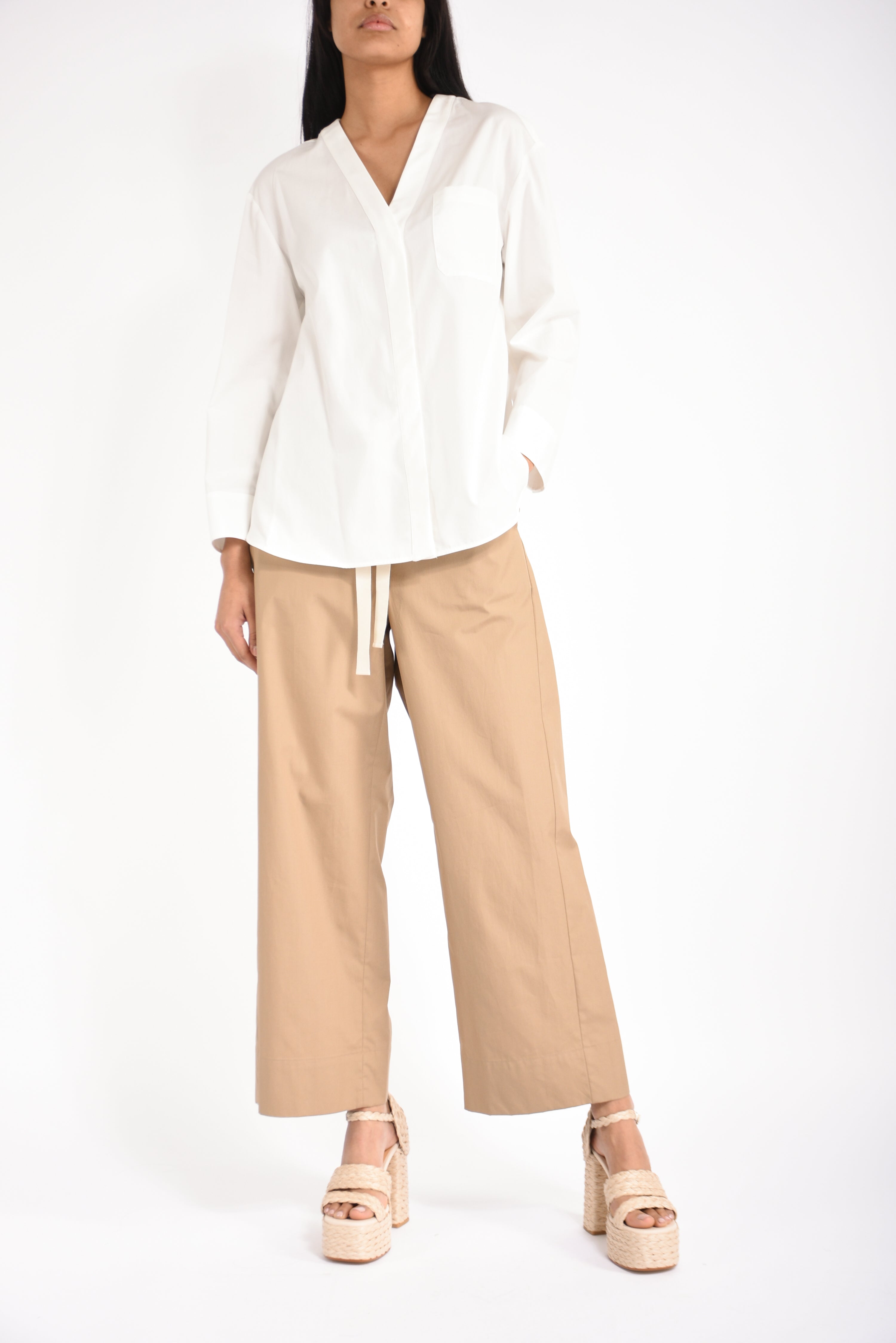 pantaloni in cotone argento