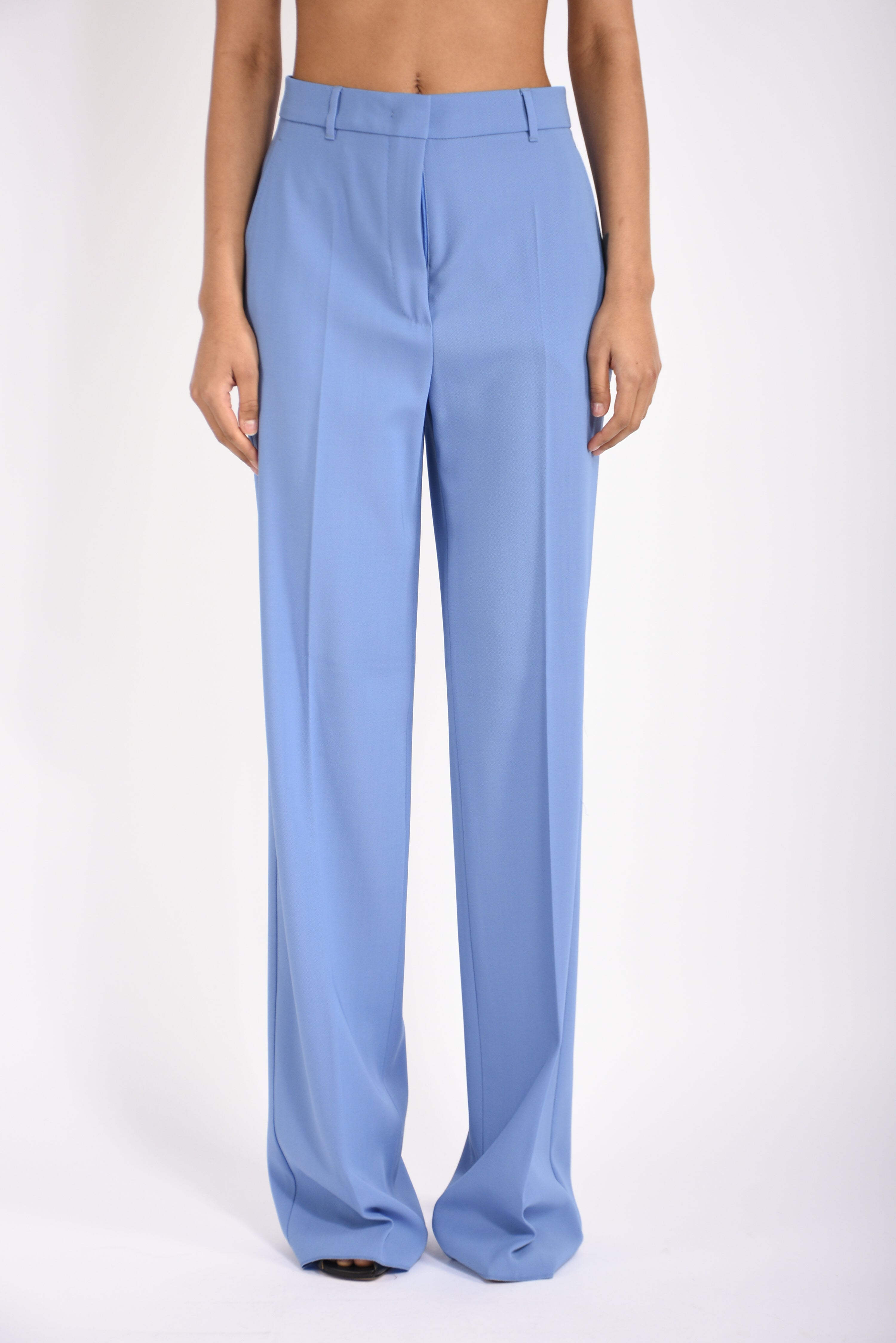 pantaloni straight leg in lana crepè quasar