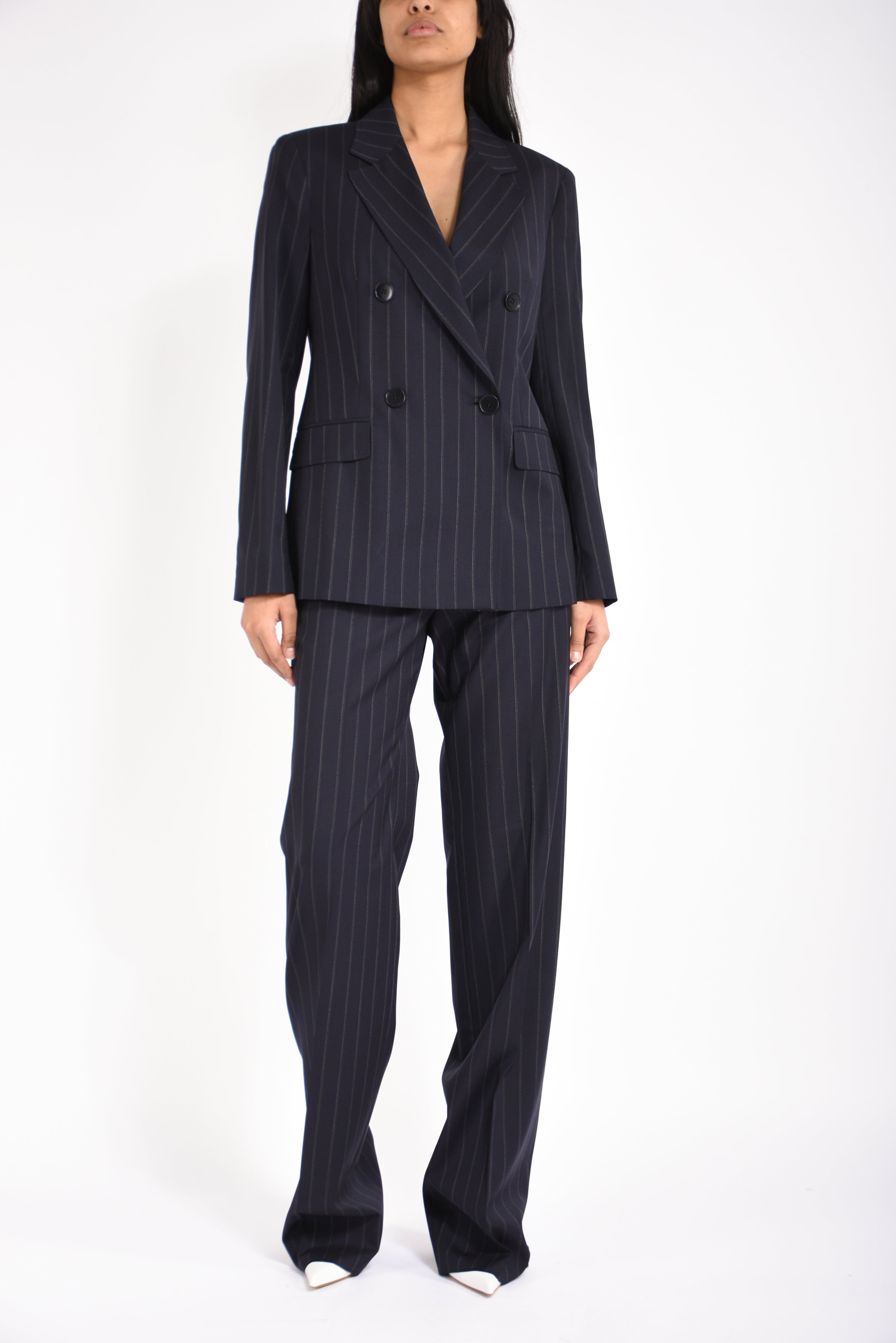 Pantaloni in lana gessata enfasi