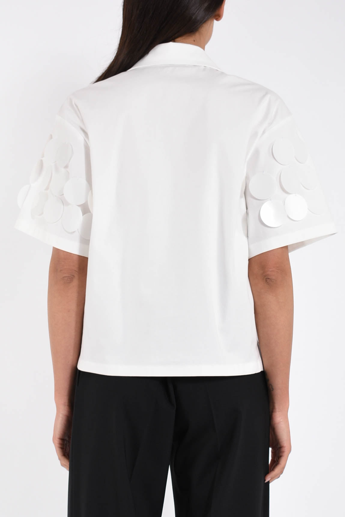 camicia in cotone con maxi paillettes