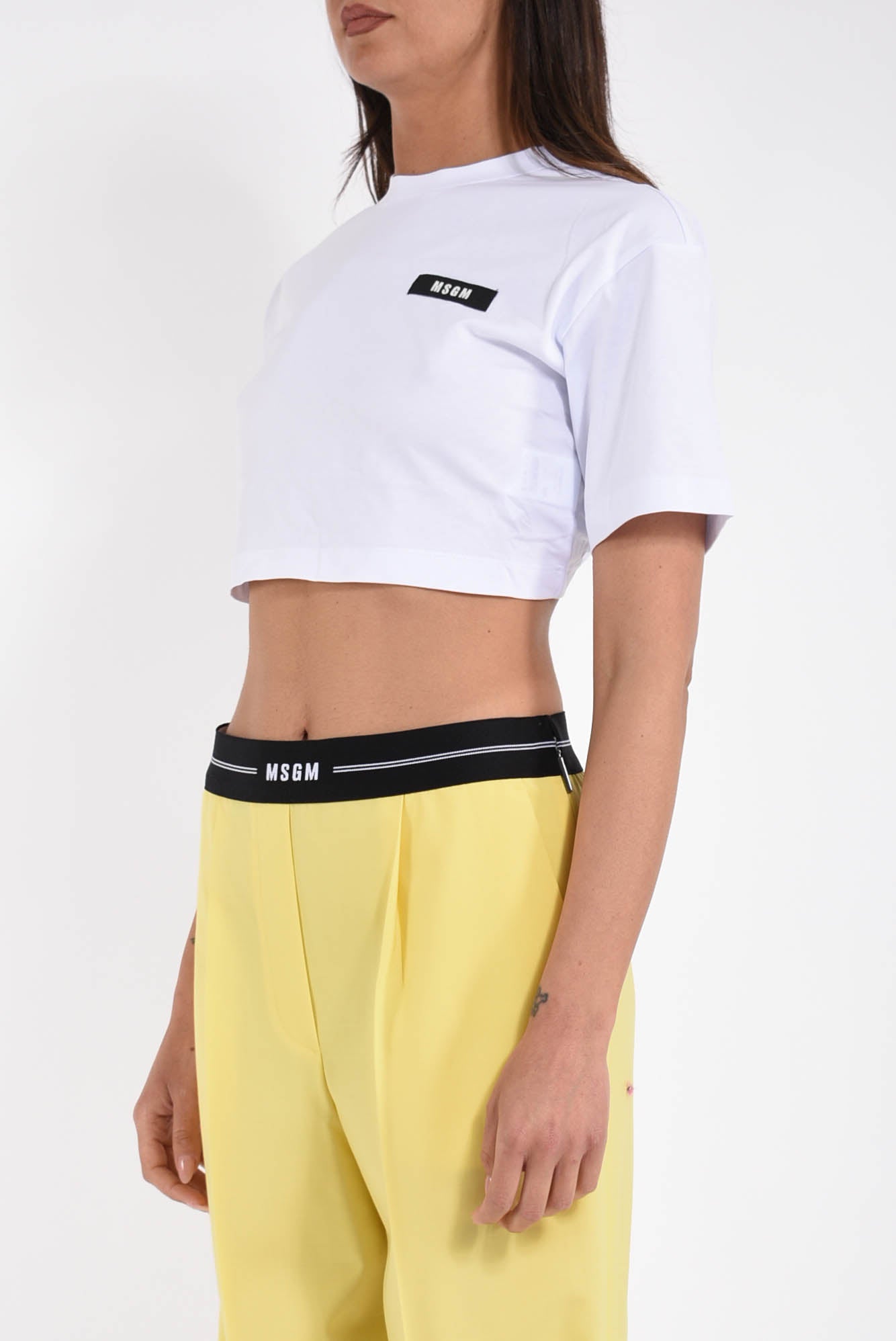 t-shirt cropped in cotone