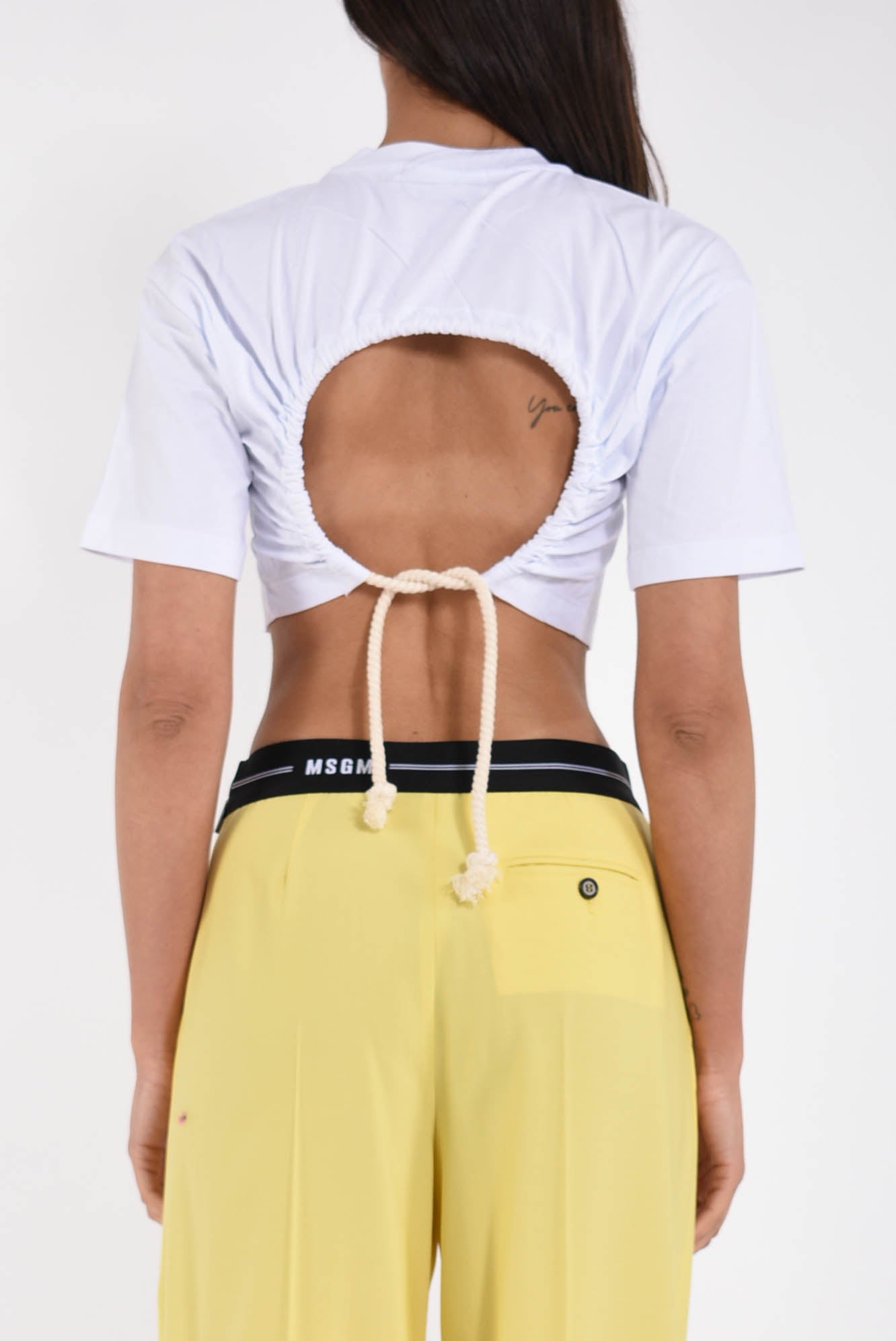 t-shirt cropped in cotone