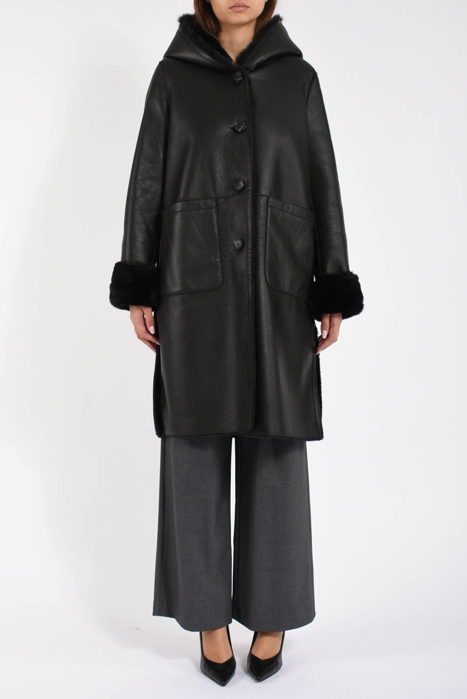 cappotto reversibile in ecopelliccia