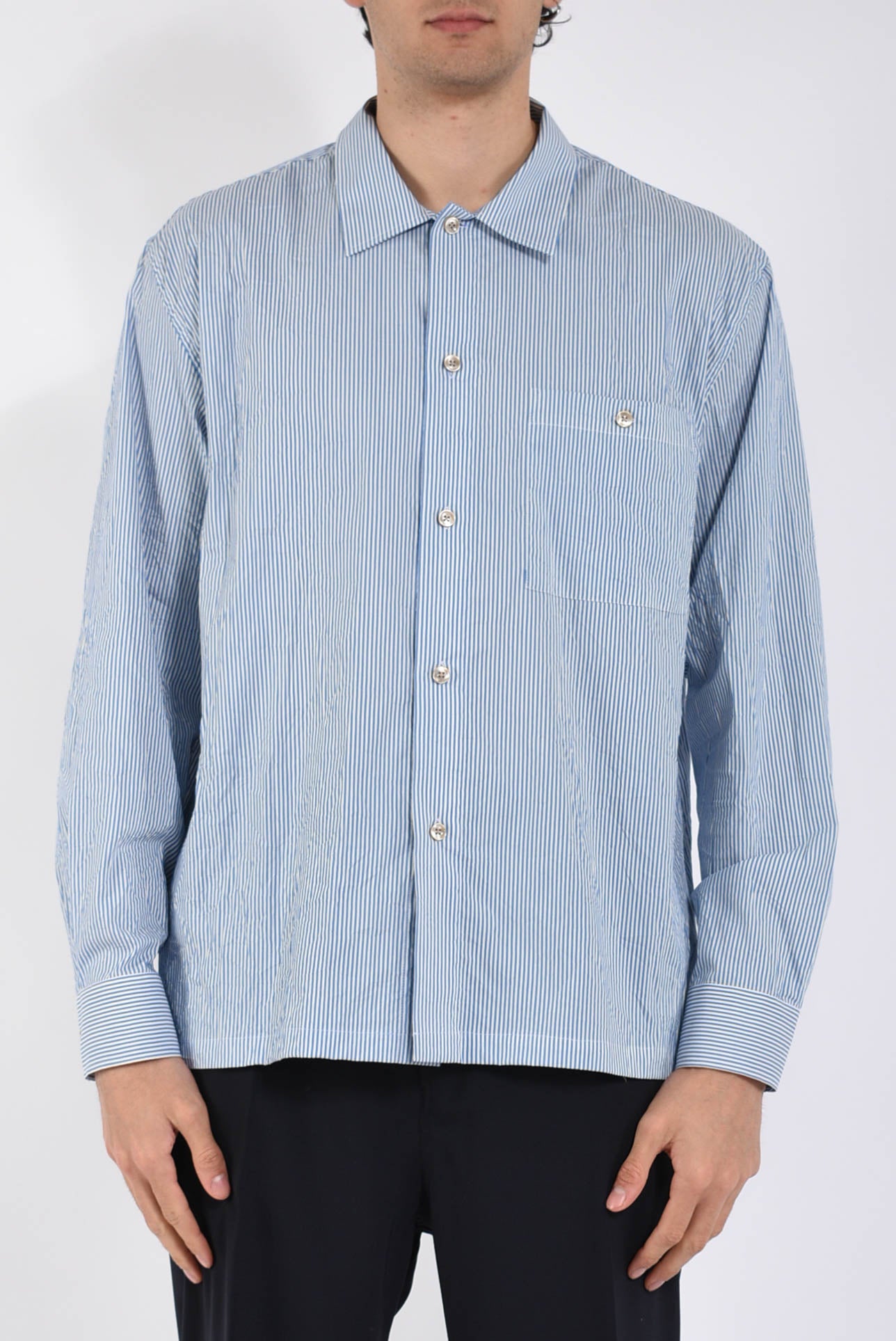 Camicia rigata in cotone