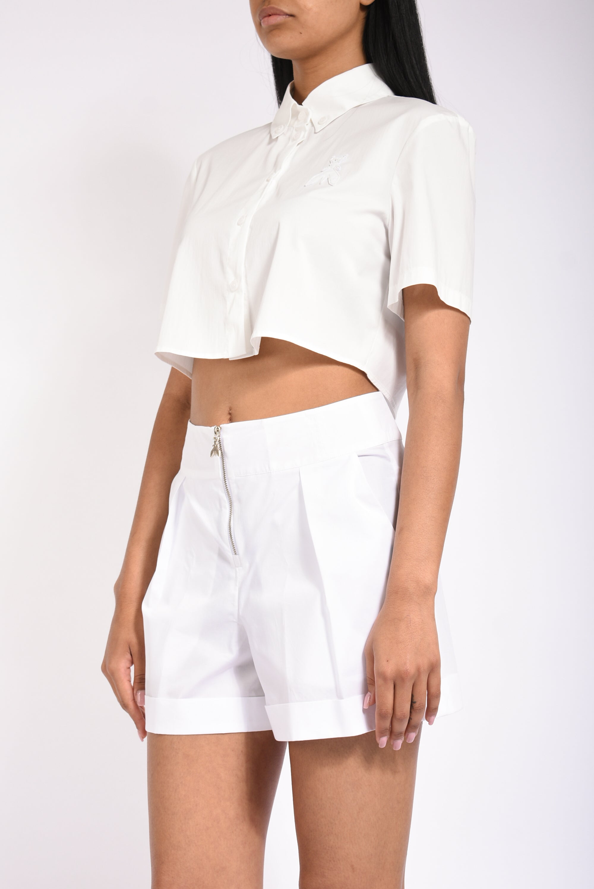 camicia cropped in cotone