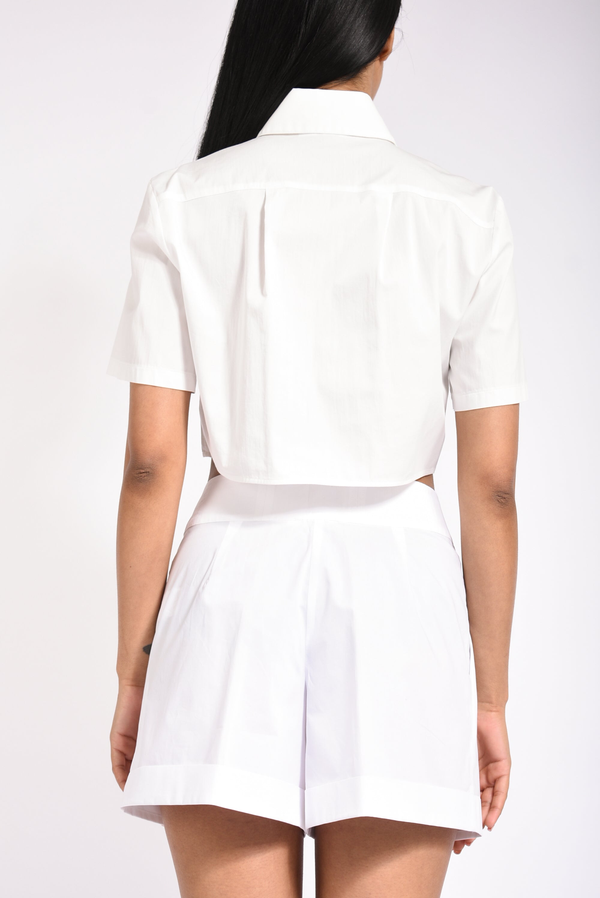 camicia cropped in cotone