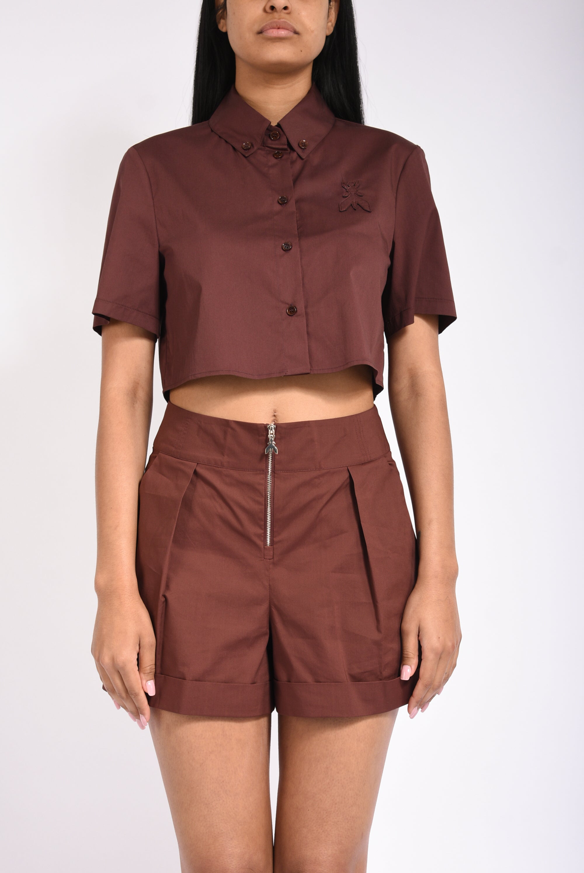 camicia cropped in cotone