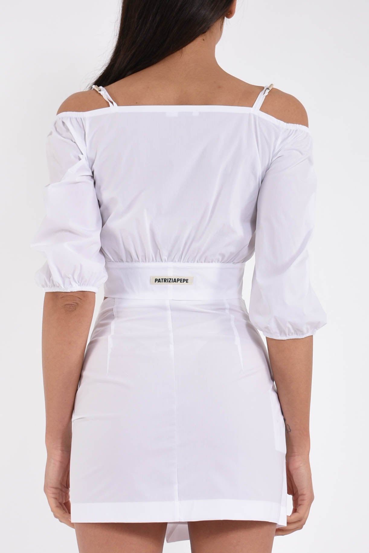 camicia cropped in cotone