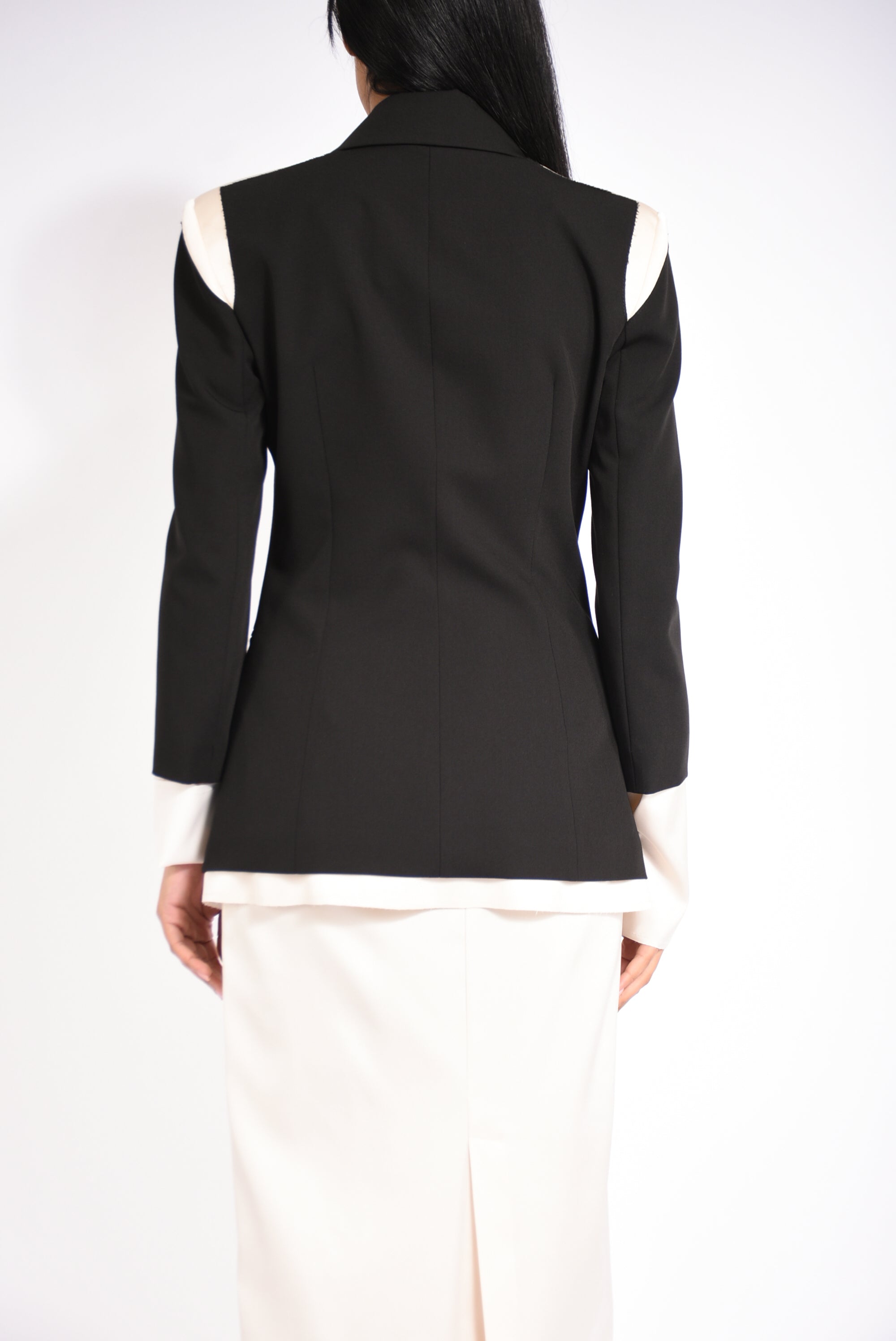 giacca slim color block