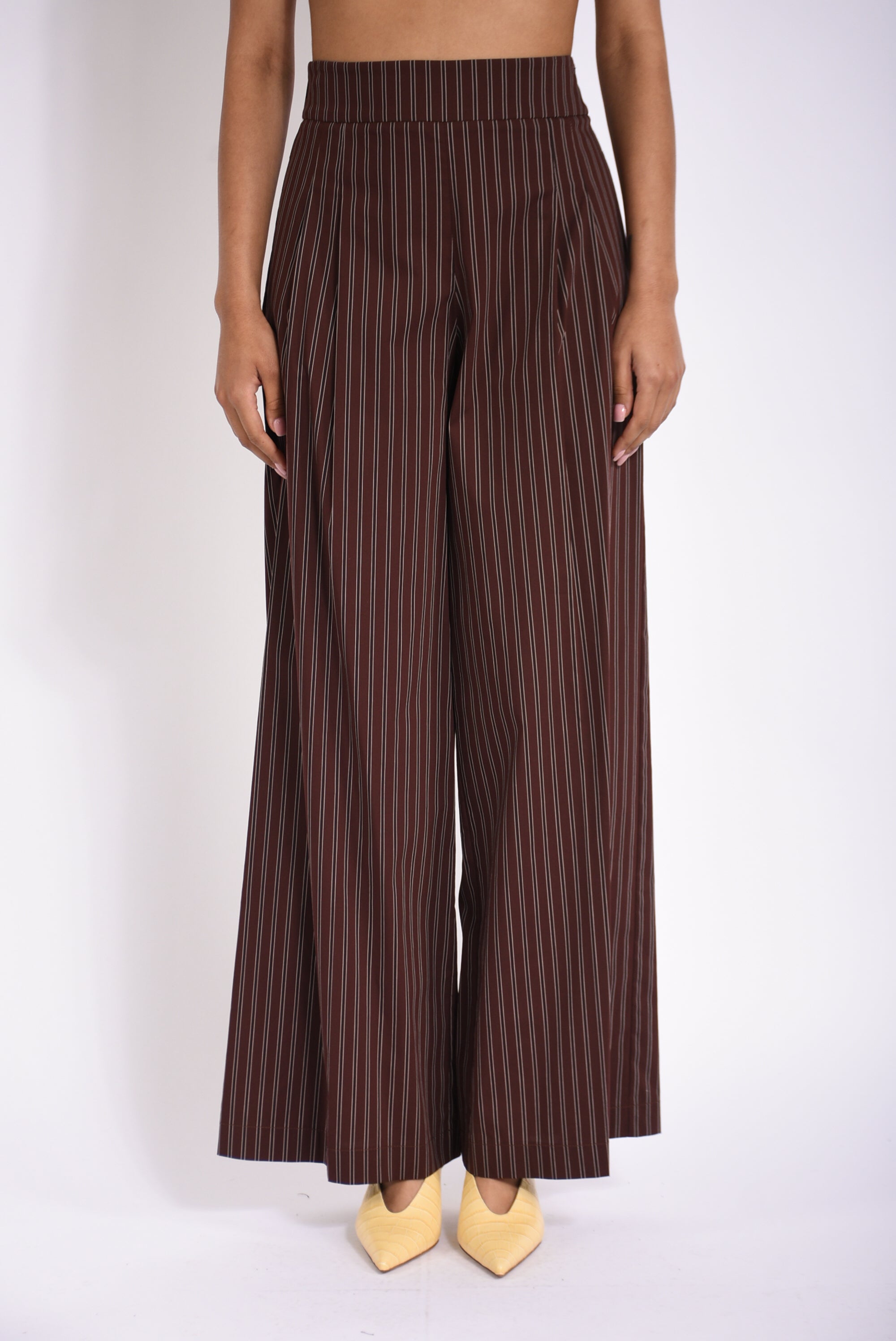 pantaloni in popeline gessato